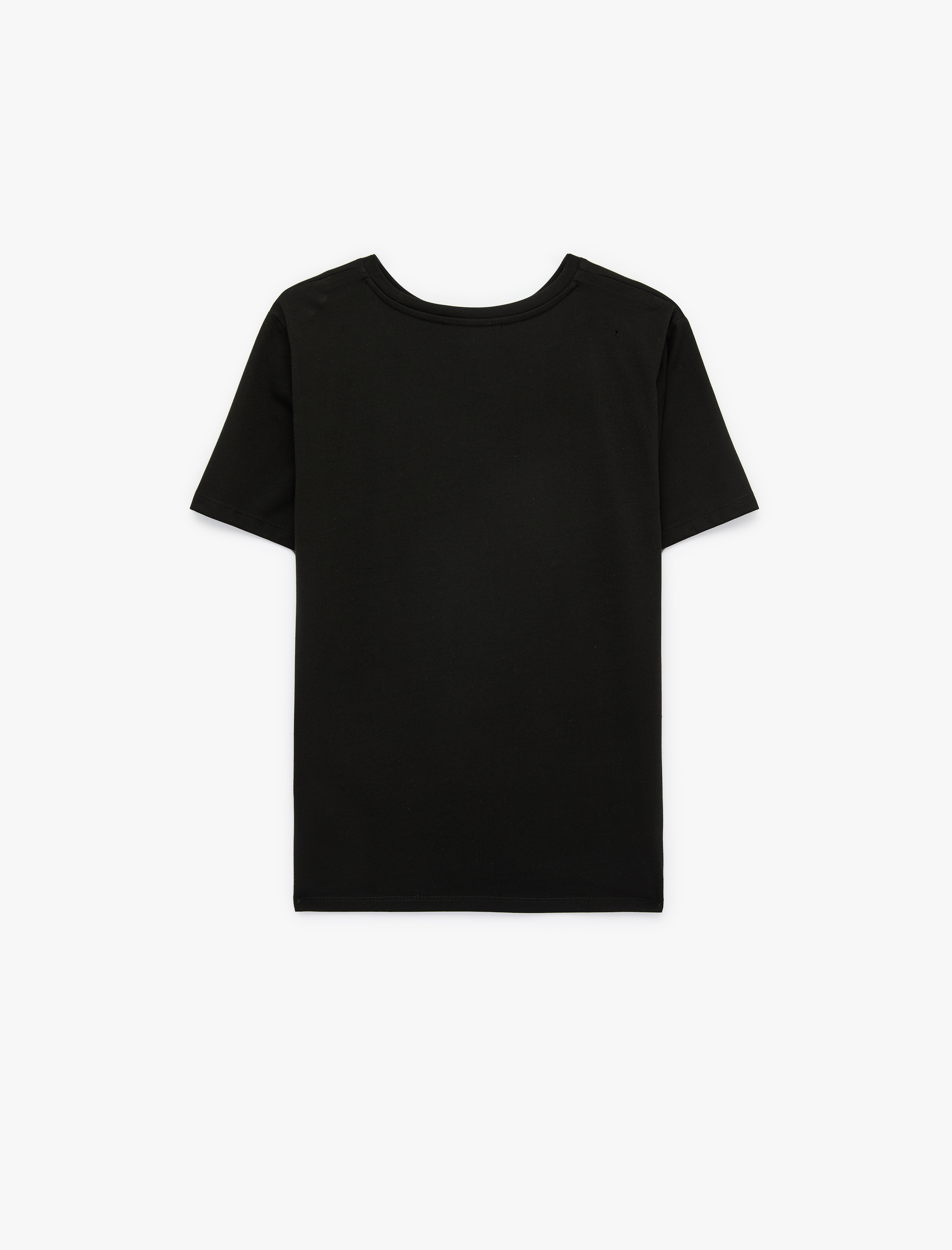   Kısa Kollu Bisiklet Yaka Taşlı Deniz Anası Grafik Baskılı Tişört