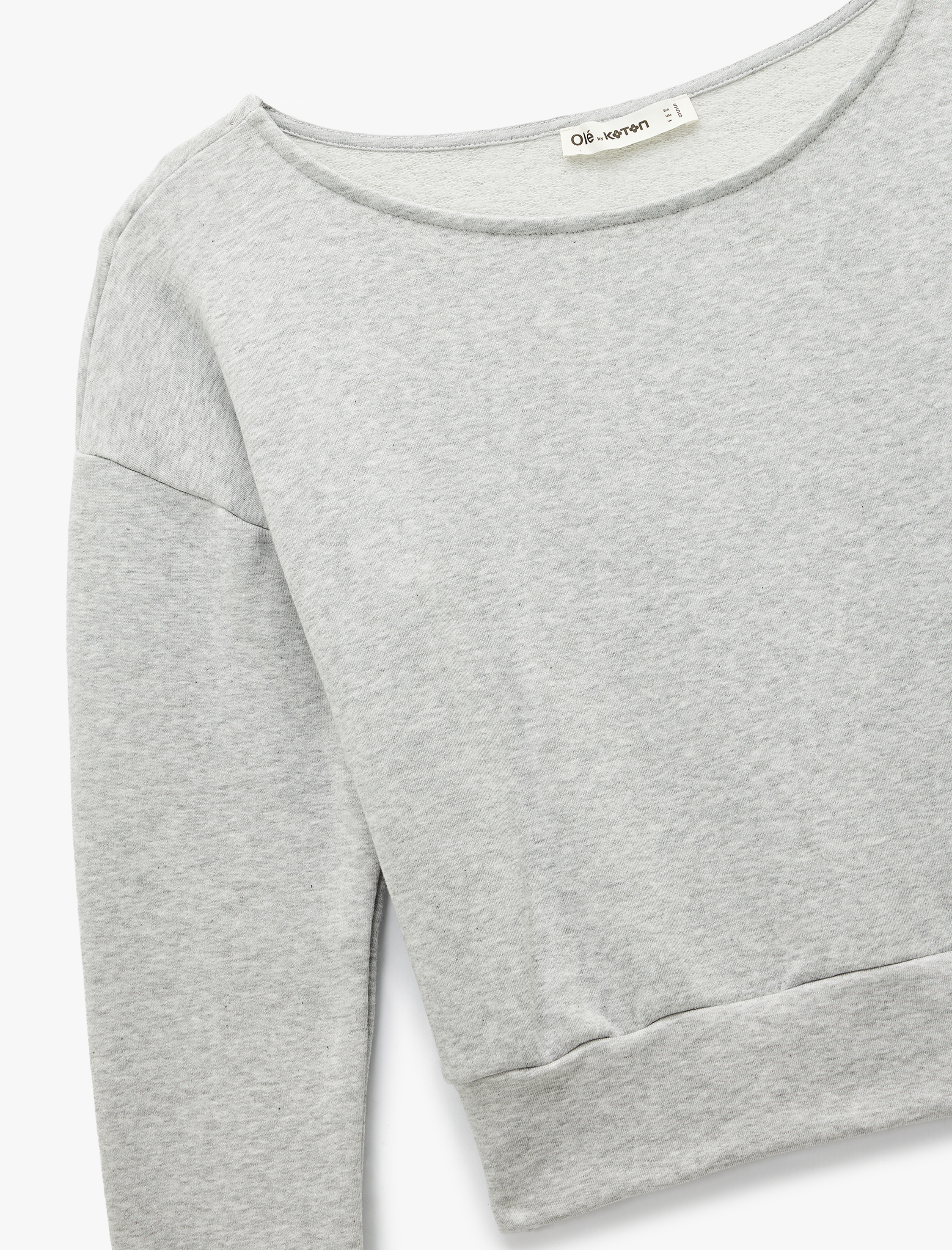   Modal Karışımlı Rahat Kalıp Uzun Kollu Şardonlu Kayık Yaka Sweatshirt