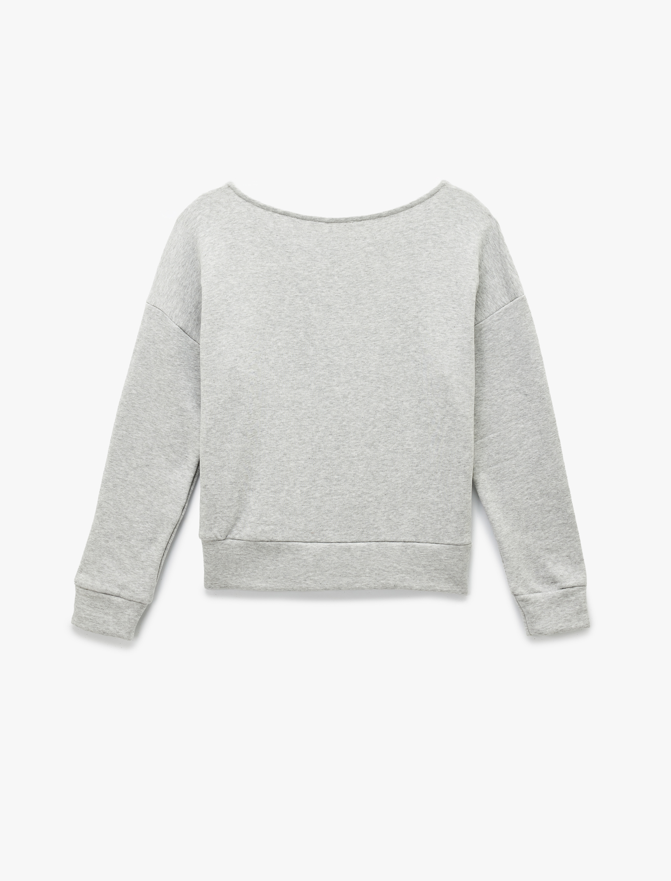   Modal Karışımlı Rahat Kalıp Uzun Kollu Şardonlu Kayık Yaka Sweatshirt