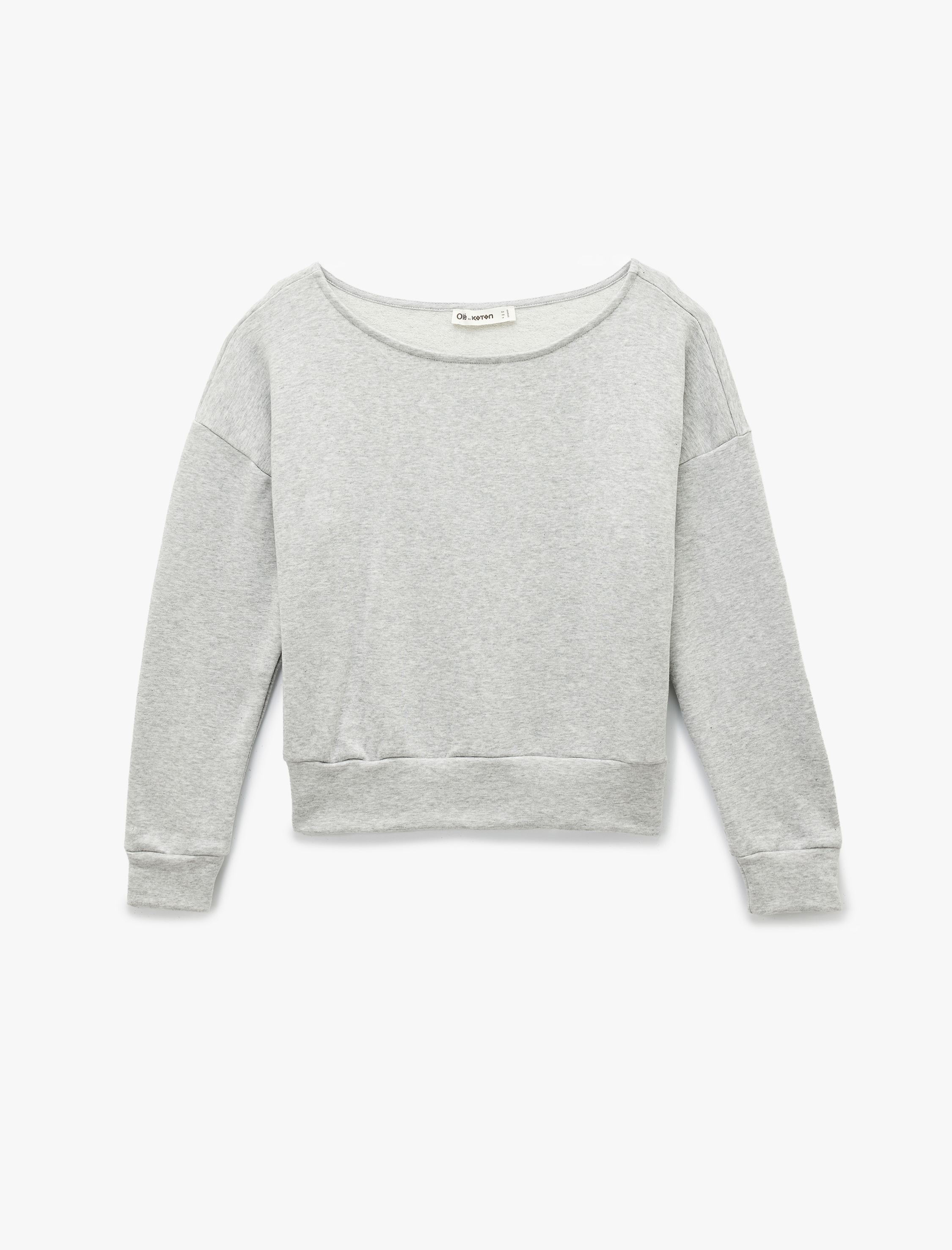   Modal Karışımlı Rahat Kalıp Uzun Kollu Şardonlu Kayık Yaka Sweatshirt