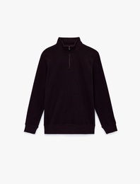 Regular Fit Uzun Kollu Yarım Fermuarlı Sweatshirt
