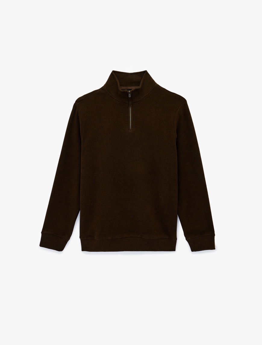 Koton Erkek Regular Fit Uzun Kollu Yarım Fermuarlı Sweatshirt