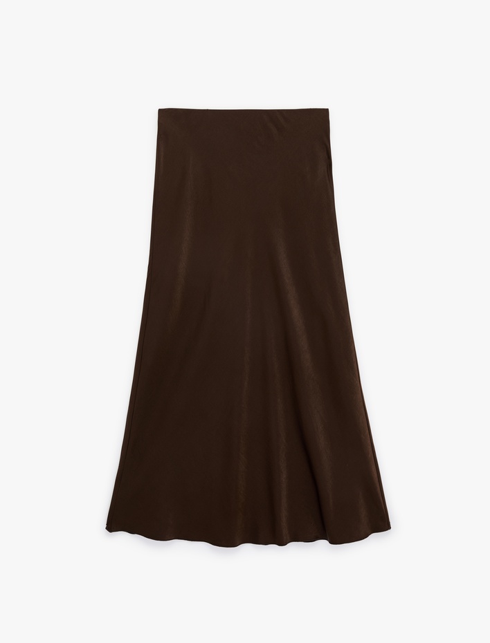  Standart Bel A Kesim Midi Saten Etek