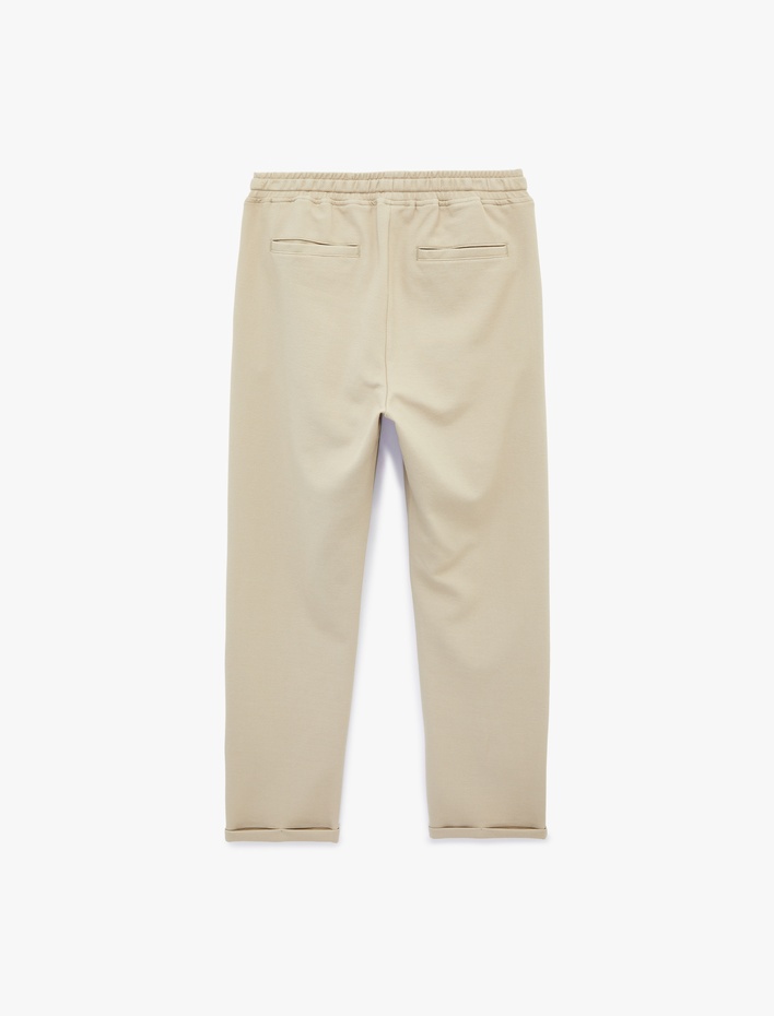  Straight Fit Cepli Duble Paça Beli Bağcıklı Pantolon