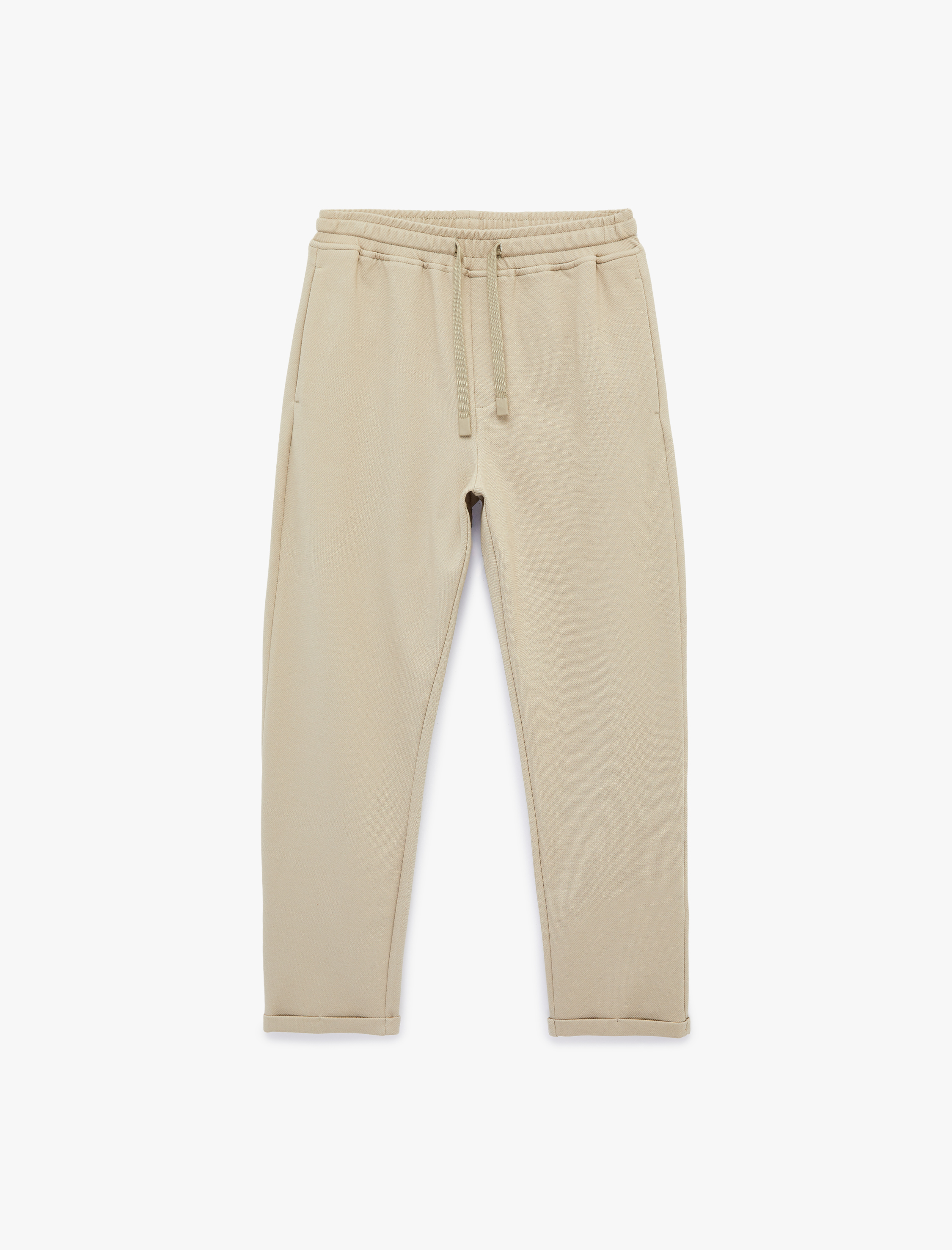   Straight Fit Cepli Duble Paça Beli Bağcıklı Pantolon