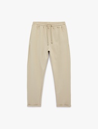 Straight Fit Cepli Duble Paça Beli Bağcıklı Pantolon