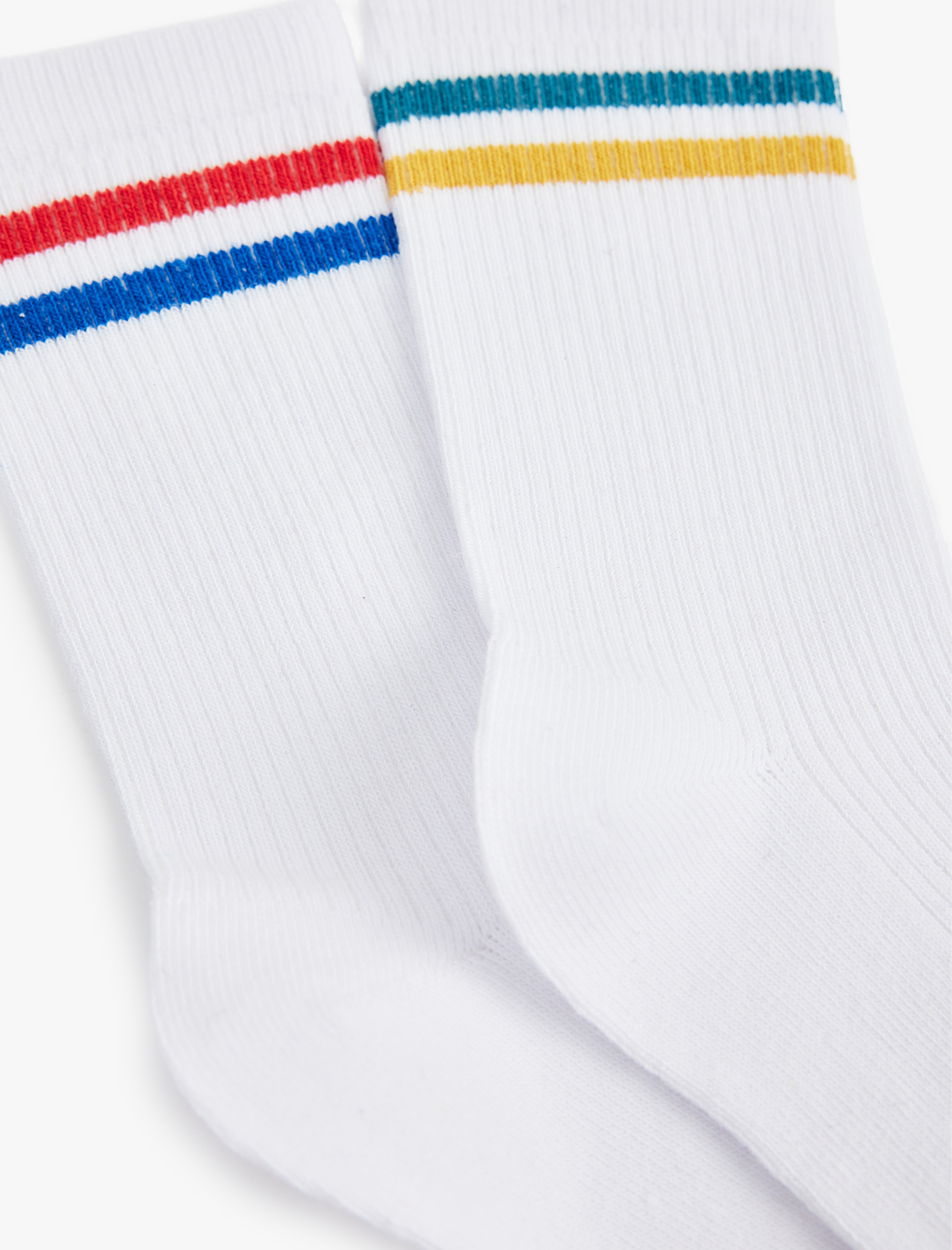  Erkek Çocuk Pamuklu 2'li Şerit Detaylı Soket Çorap Seti