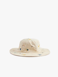 Nakış Detaylı Lastikli Bucket Şapka