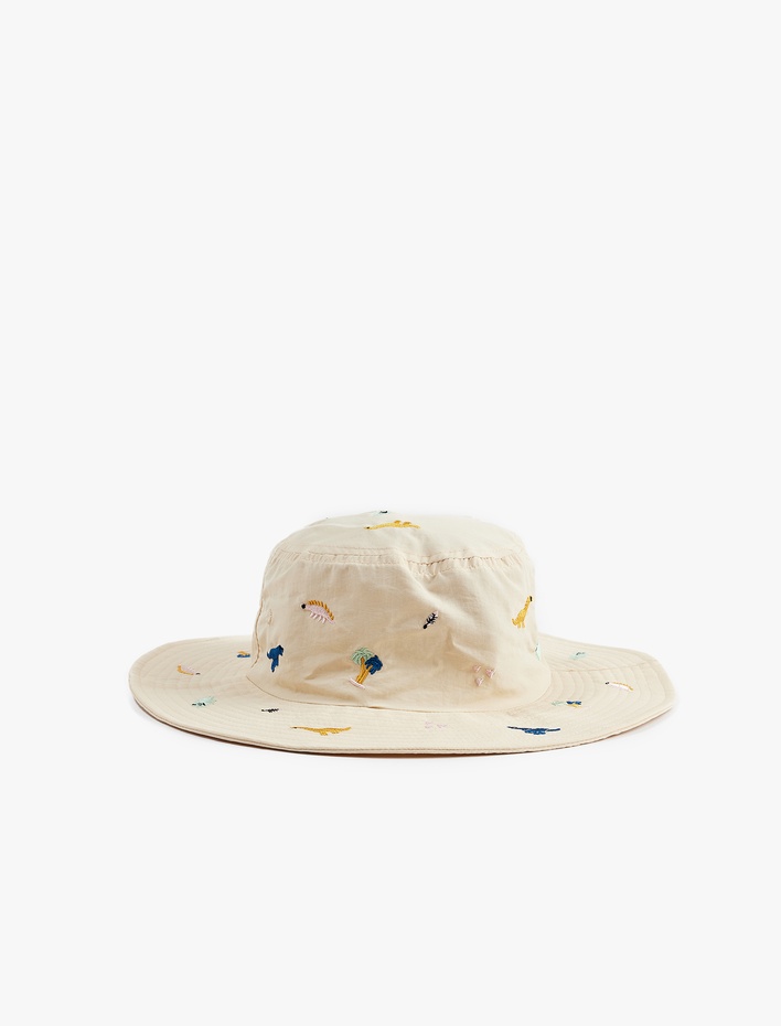 Erkek Çocuk Nakış Detaylı Lastikli Bucket Şapka