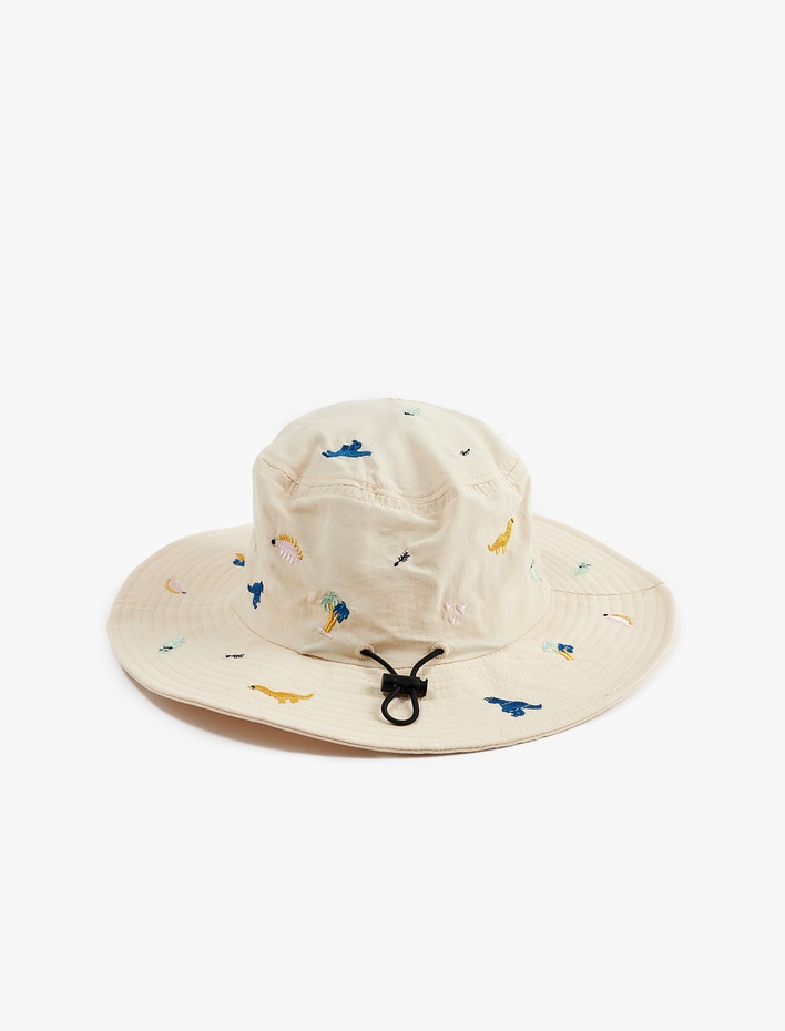 Erkek Çocuk Nakış Detaylı Lastikli Bucket Şapka