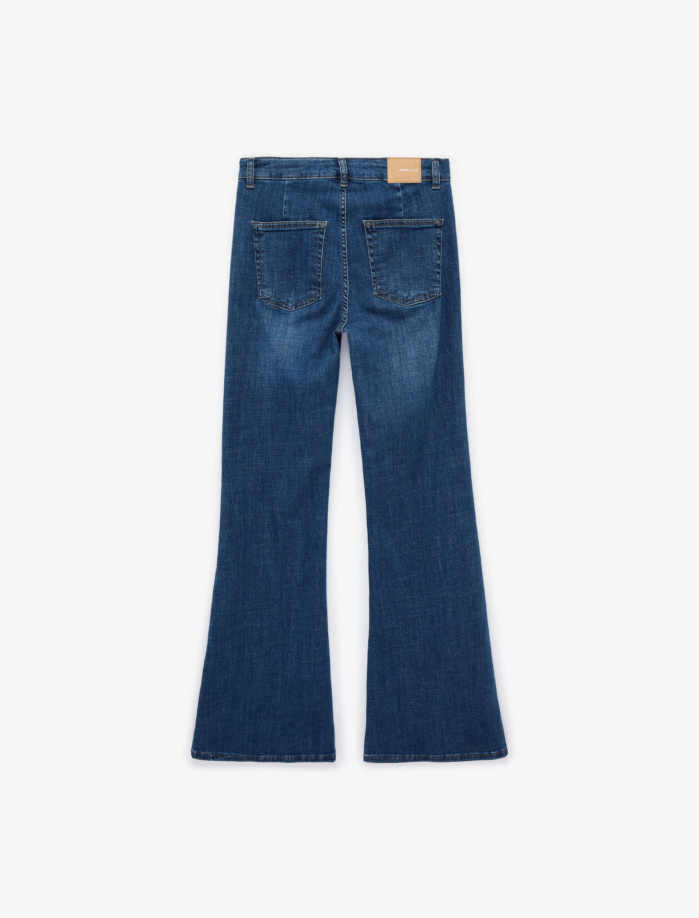   Dar Kesim Cep Detaylı Düğmeli İspanyol Paça Denim Pantolon - Flare Jeans