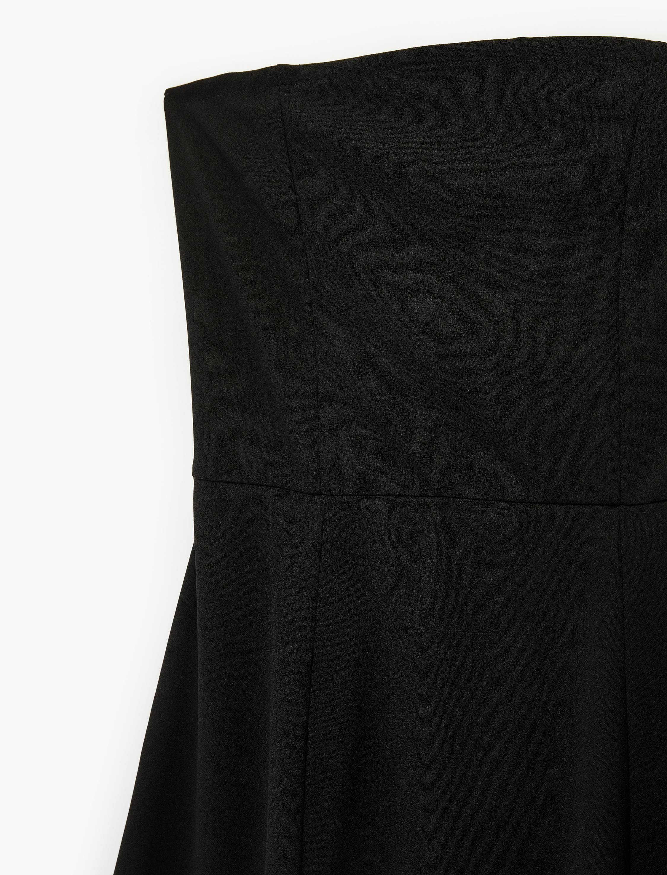   Krep Scuba Kumaş Midi Boy Straplez Kloş Elbise