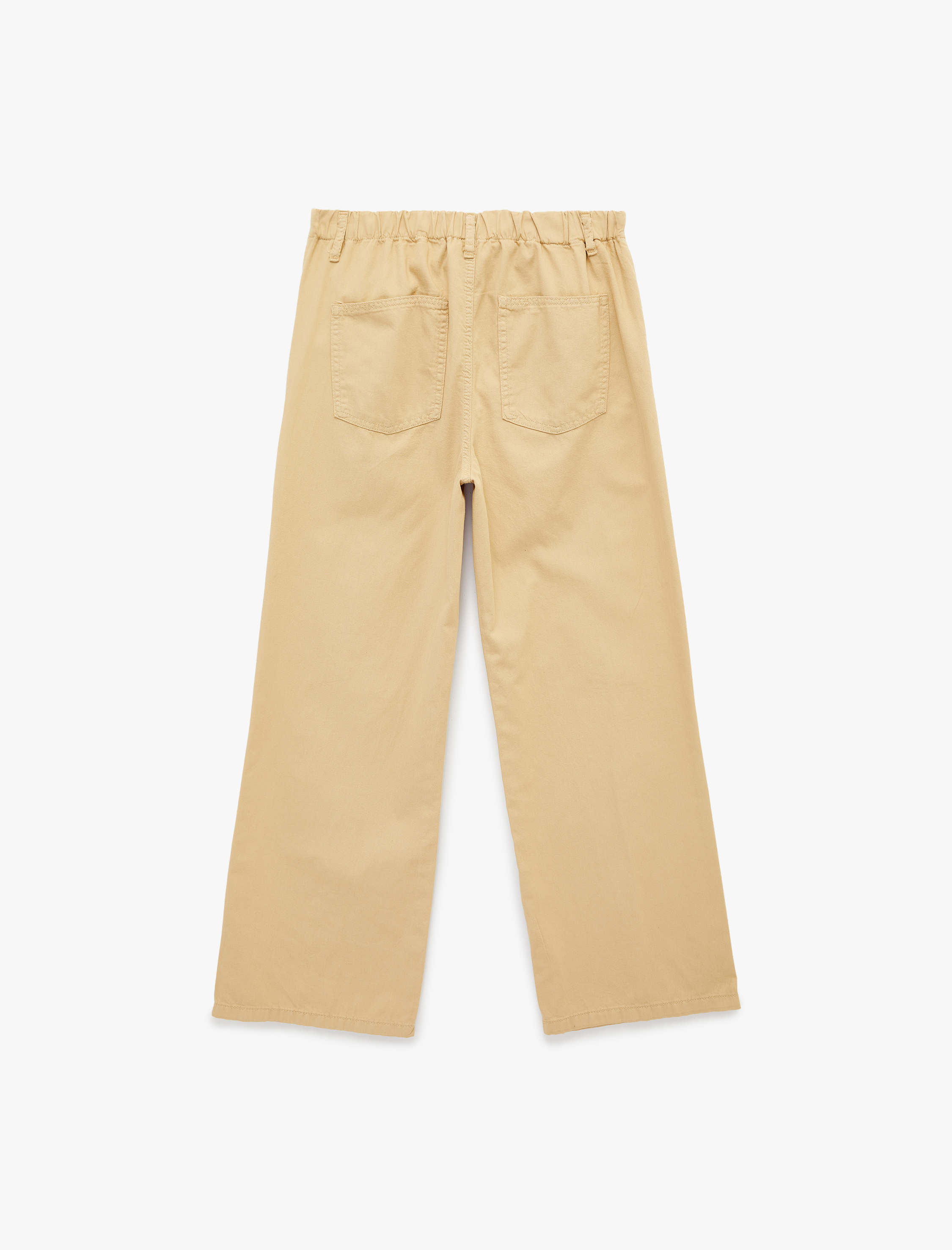   Cepli Beli Bağcıklı Pamuklu Bol Paça Pantolon - Loose Straight Fit Jean