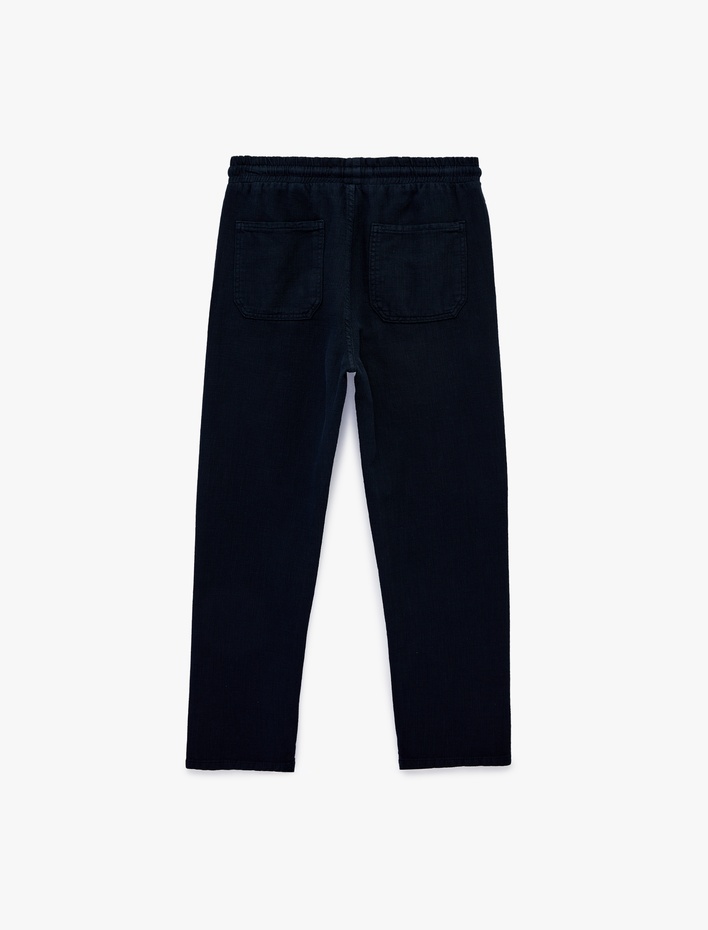  Regular Fit Pamuklu Cepli Beli Bağcıklı Pantolon