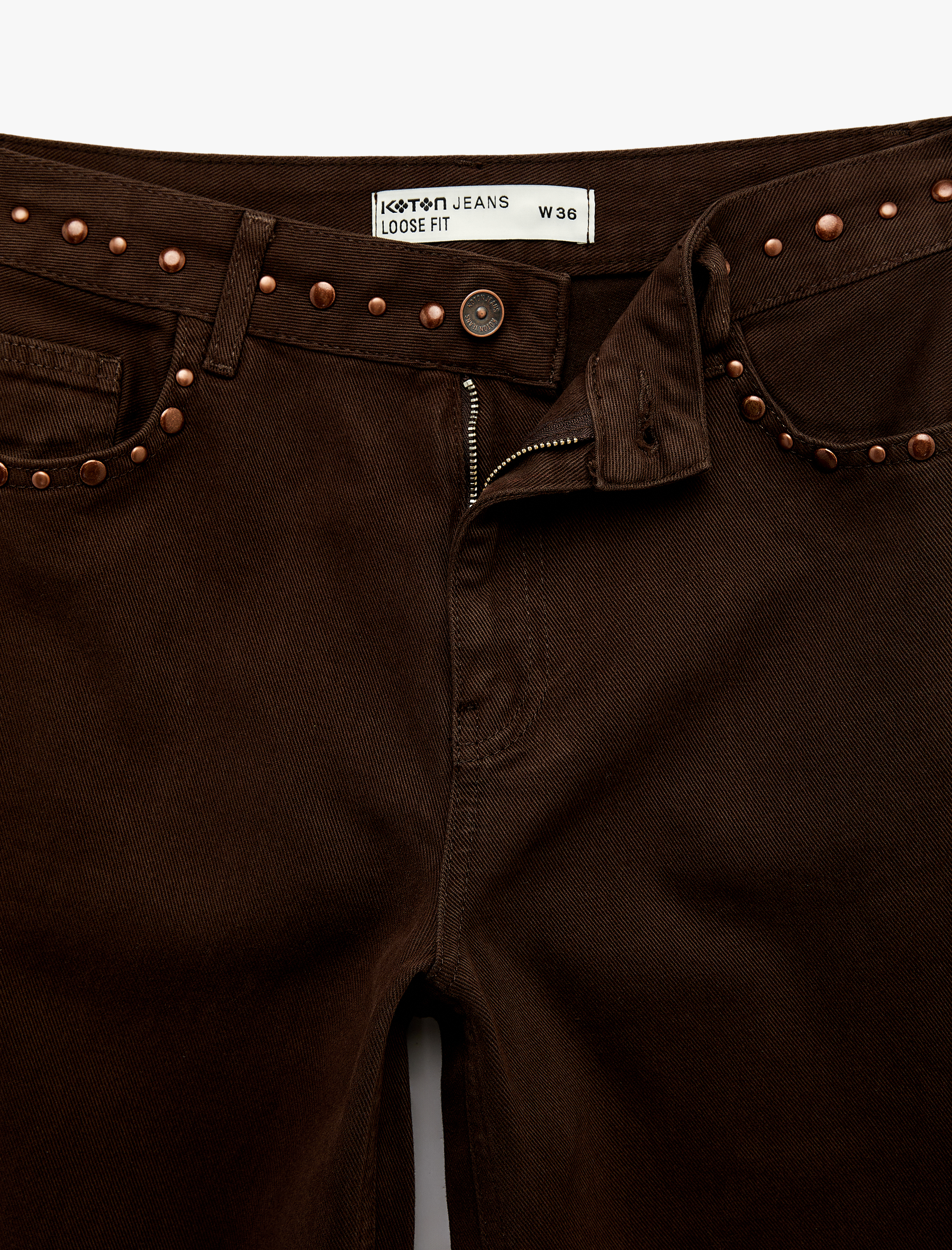   Normal Bel Pamuklu Troklu Cepli Düğmeli Bol Paça Pantolon - Loose Straight Fit Jeans