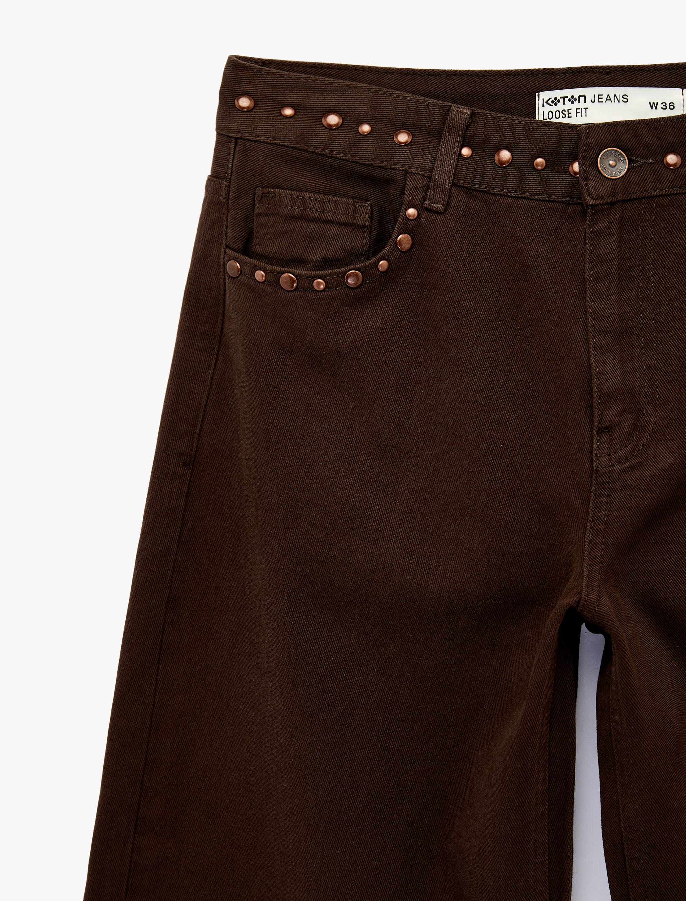   Normal Bel Pamuklu Troklu Cepli Düğmeli Bol Paça Pantolon - Loose Straight Fit Jeans