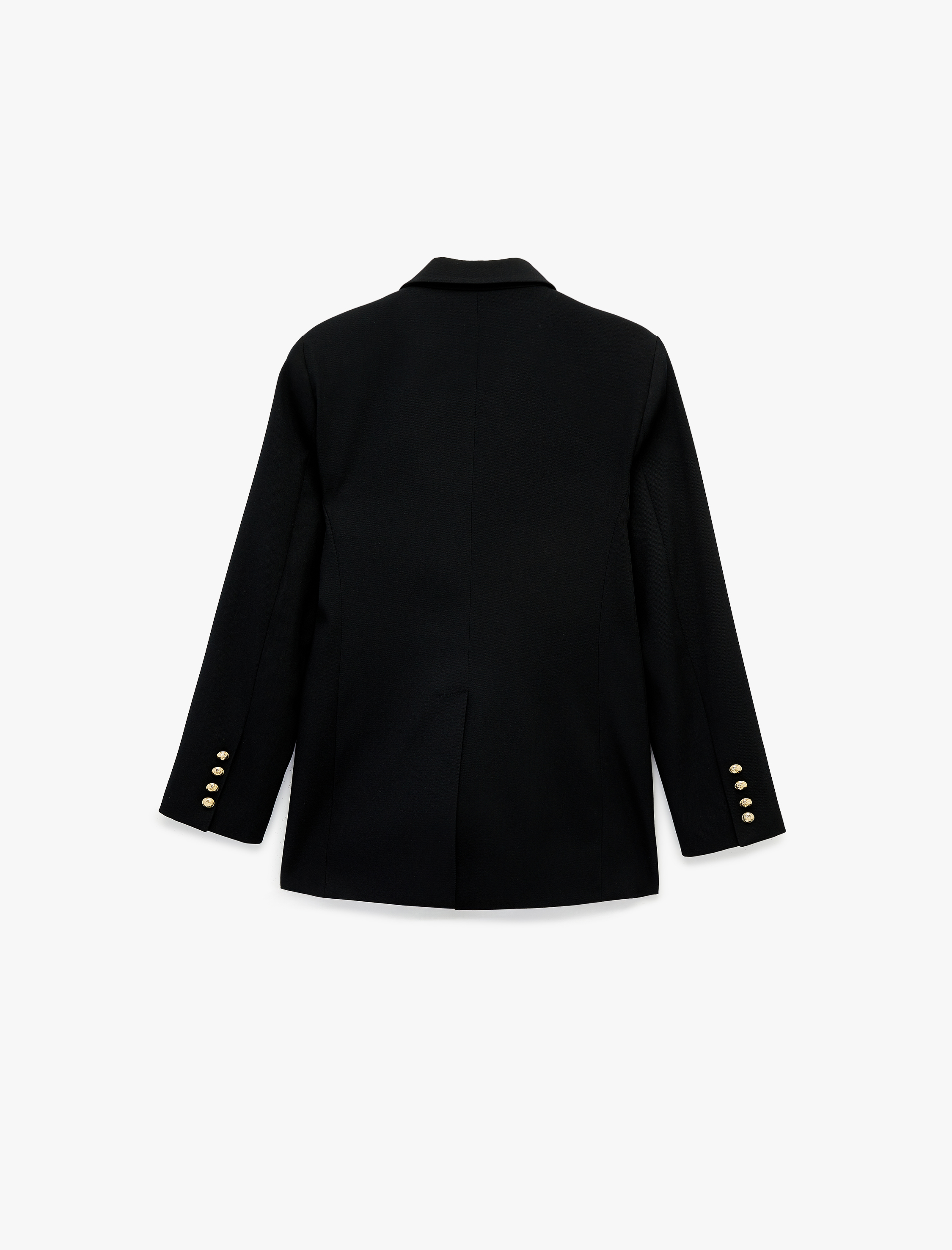   Uzun Kollu Düğmeli Cep Detaylı Kruvaze Yaka Blazer Ceket