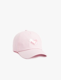 Boncuklu Kalp Desenli Pamuklu Kep Şapka