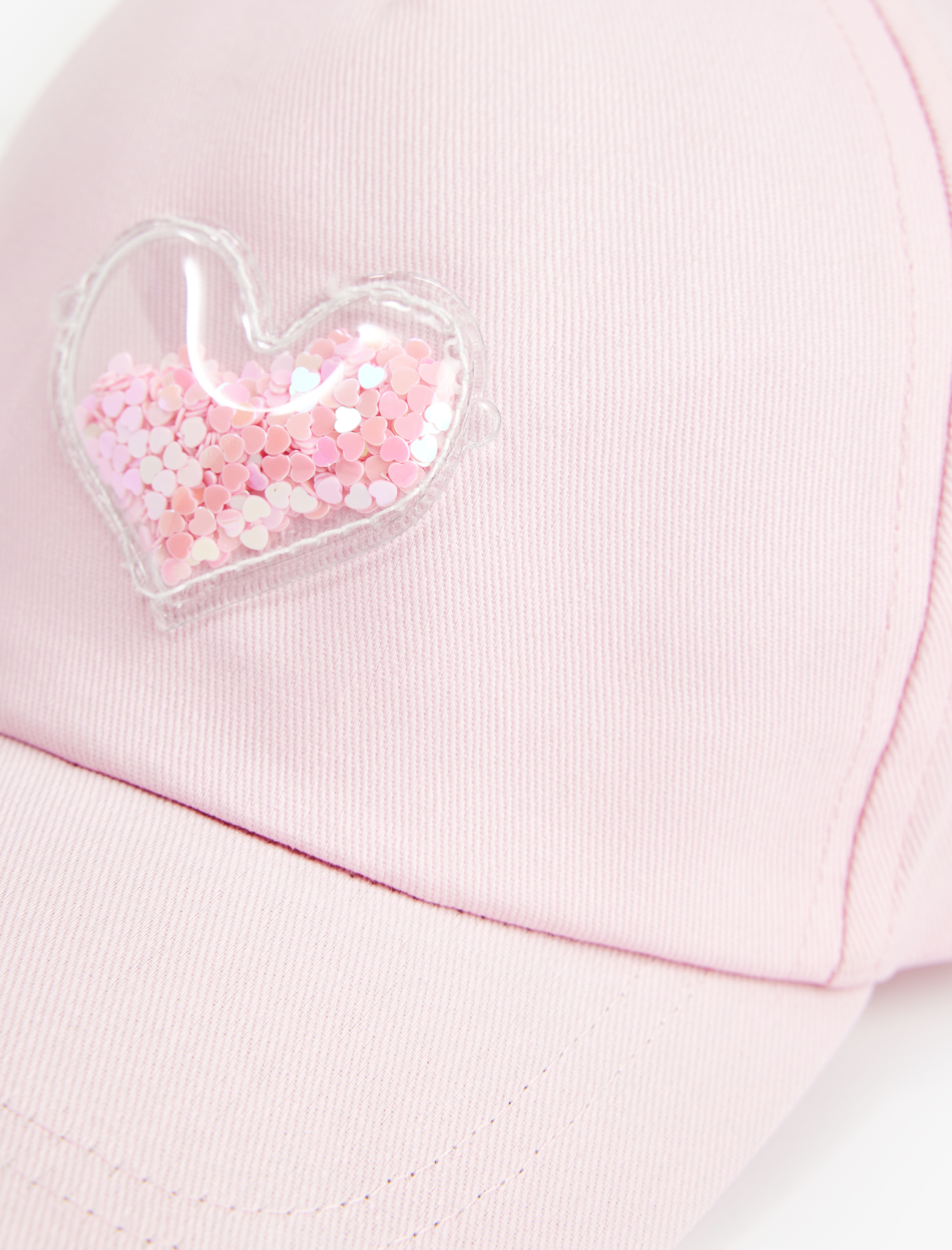  Kız Çocuk Boncuklu Kalp Desenli Pamuklu Kep Şapka