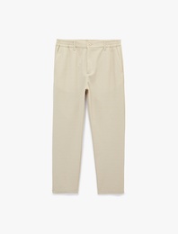 Regular Fit Düğmeli Cepli Duble Paça Pantolon