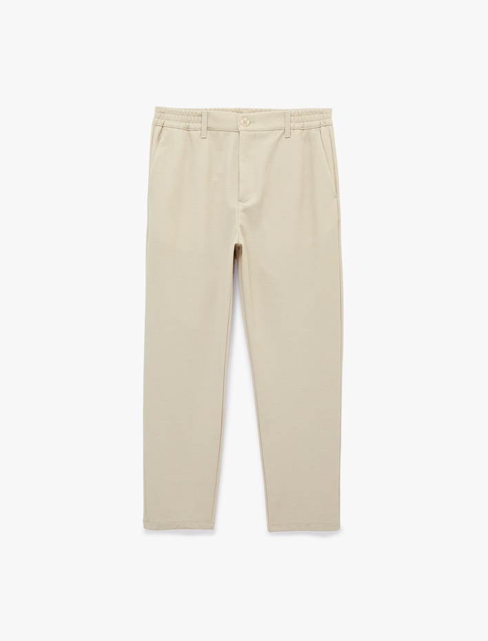  Regular Fit Düğmeli Cepli Duble Paça Pantolon