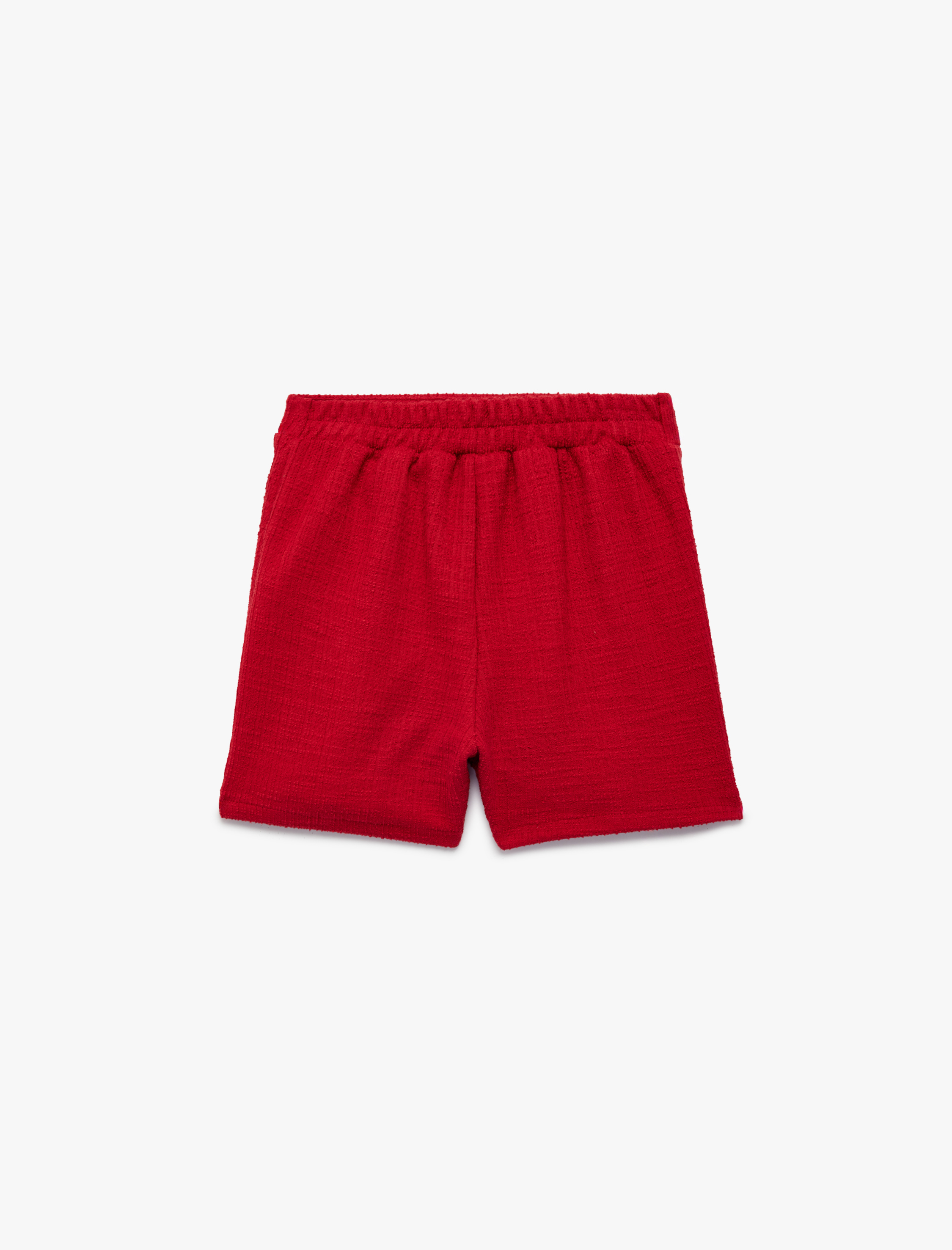  Kız Çocuk Düğme Detaylı Beli Lastikli Yırtmaçlı Tüvit Şort Etek