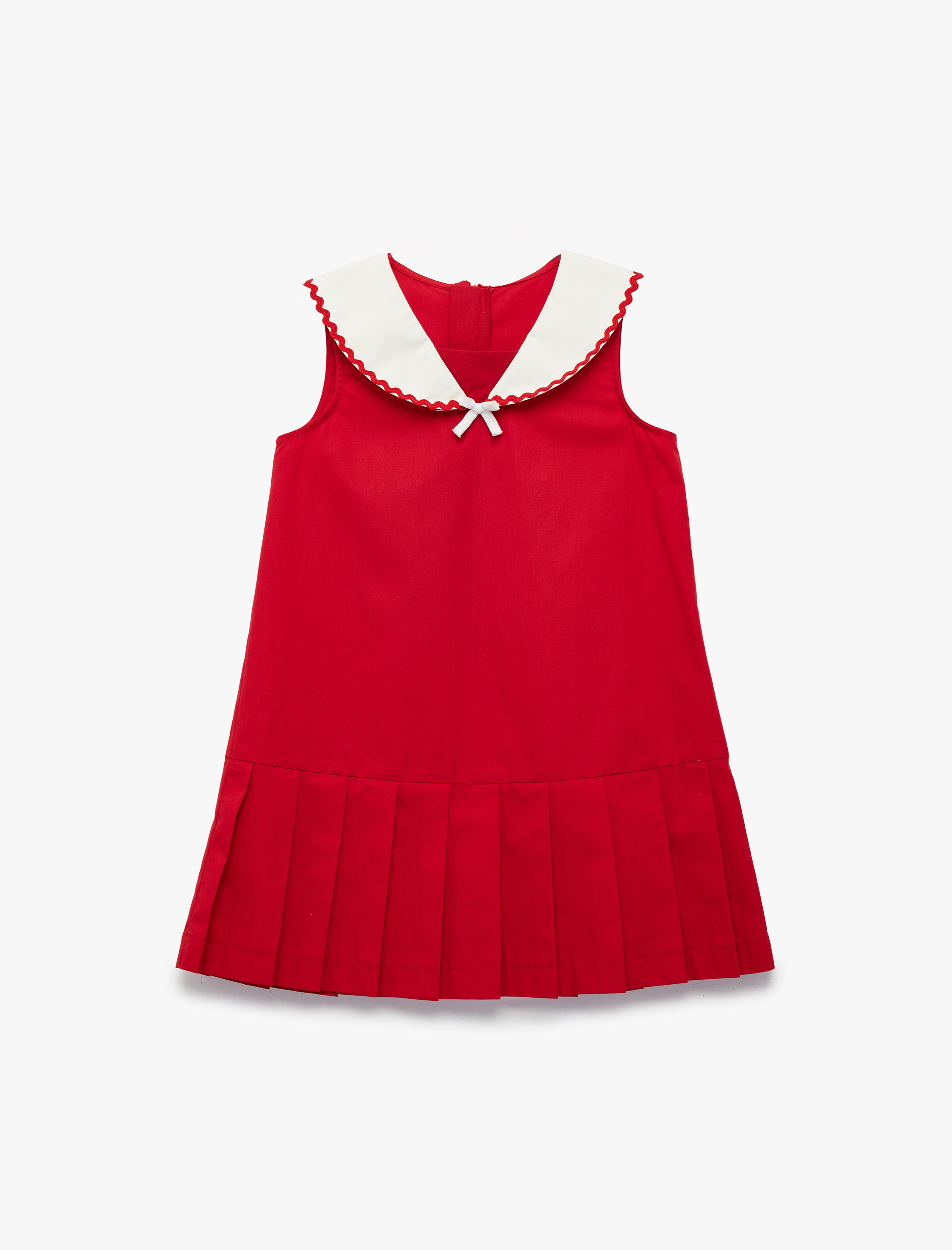  Kız Bebek Pamuklu Kolsuz Bebe Yaka A Kesim Pileli Elbise