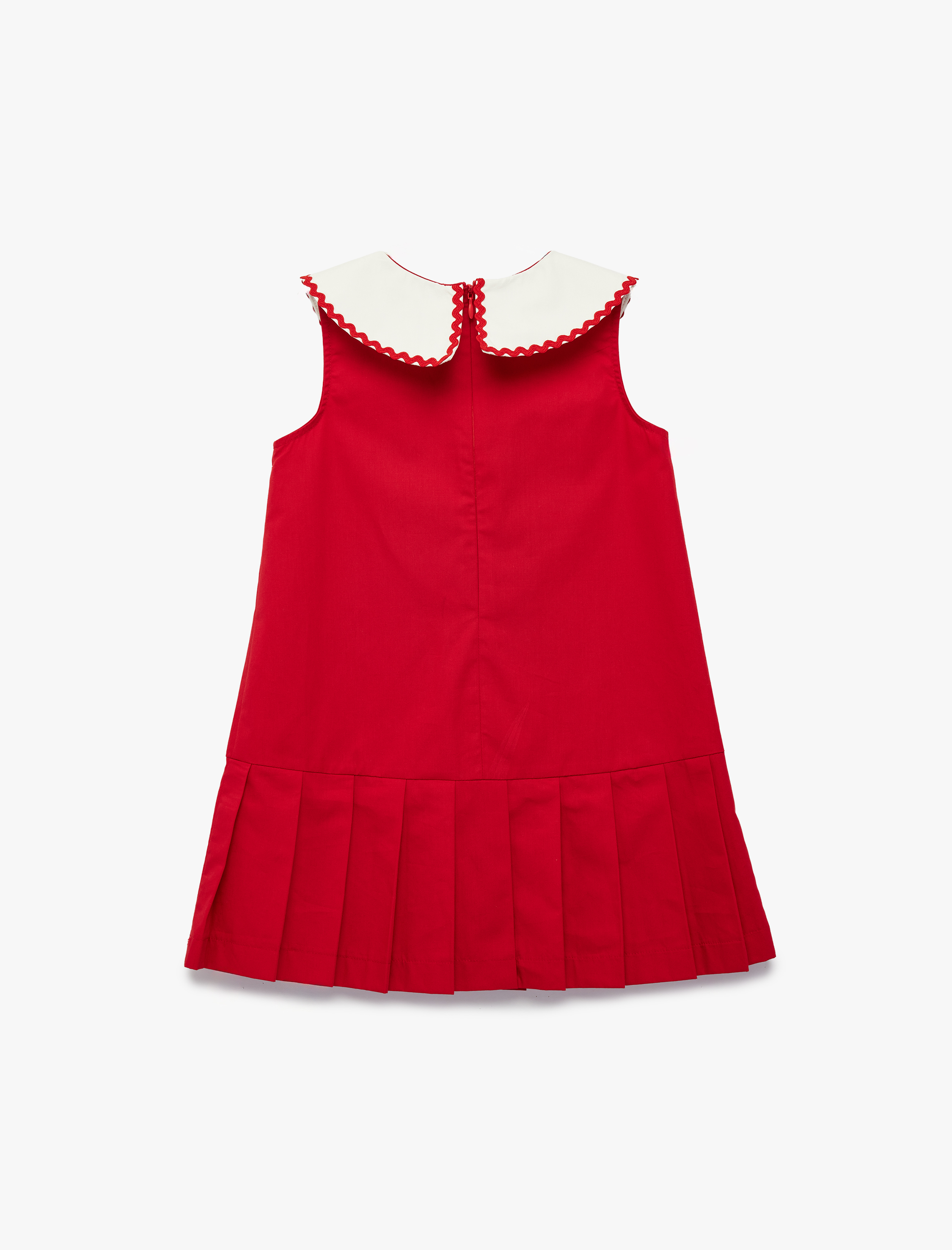  Kız Bebek Pamuklu Kolsuz Bebe Yaka A Kesim Pileli Elbise