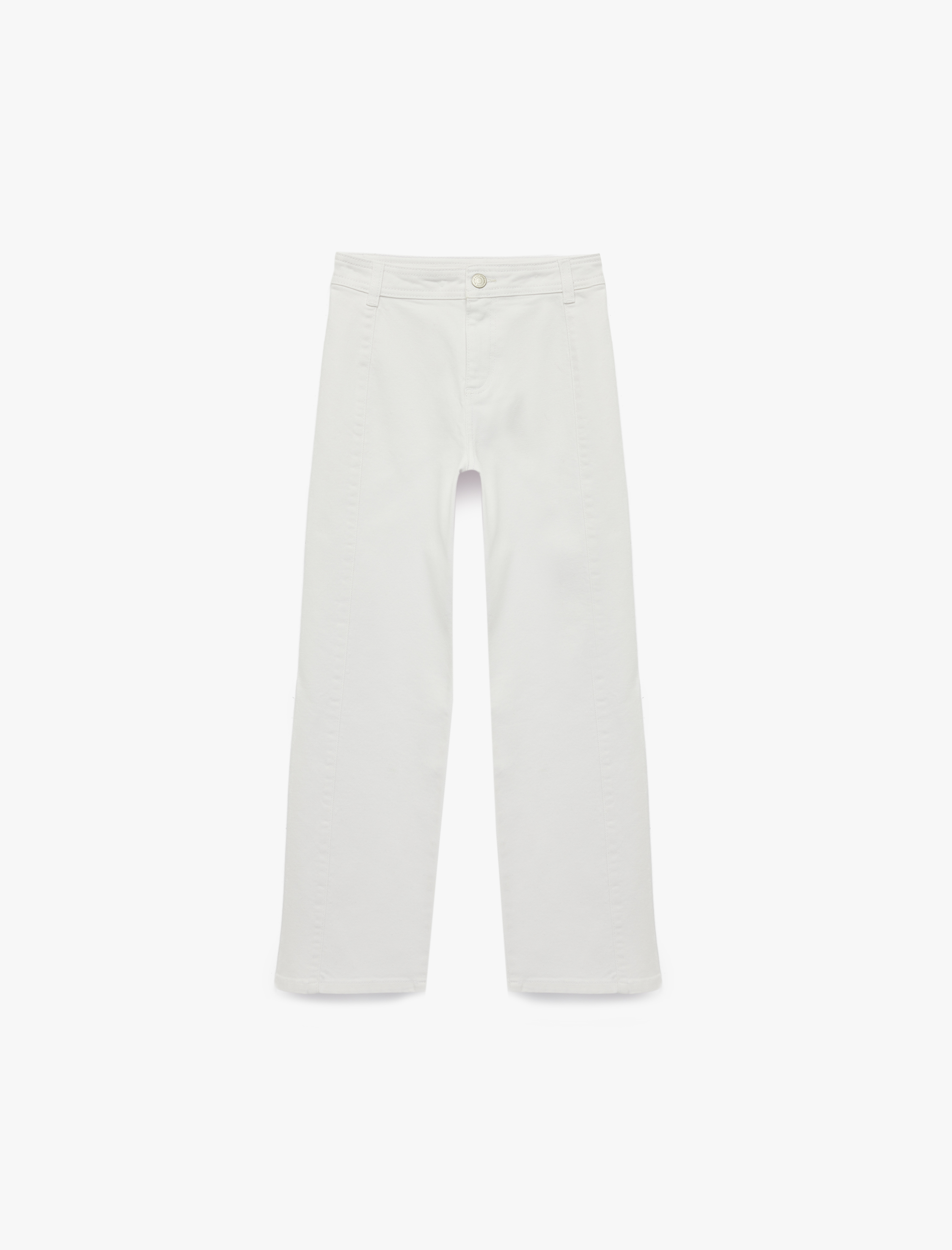  Kız Çocuk Pamuklu Bol Kalıp Cepli Geniş Paça Denim Pantolon