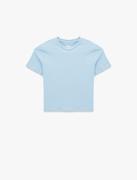 Pamuklu Slim Fit Kısa Kollu Bisiklet Yaka Spor Tişört