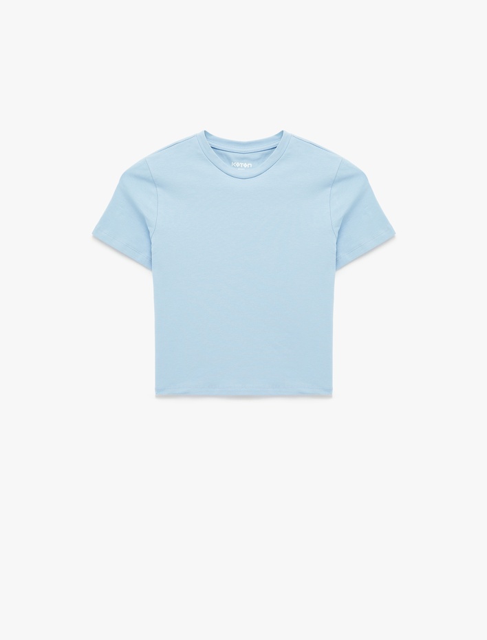  Pamuklu Slim Fit Kısa Kollu Bisiklet Yaka Spor Tişört