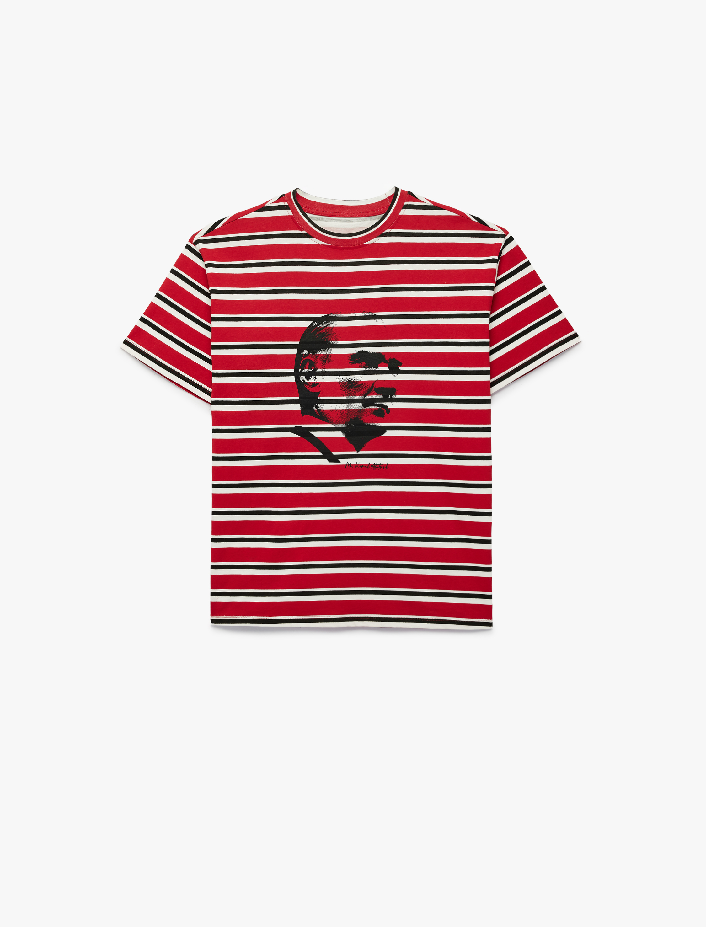  Erkek Çocuk Kısa Kollu Bisiklet Yaka Çizgili Atatürk Baskılı Tişört