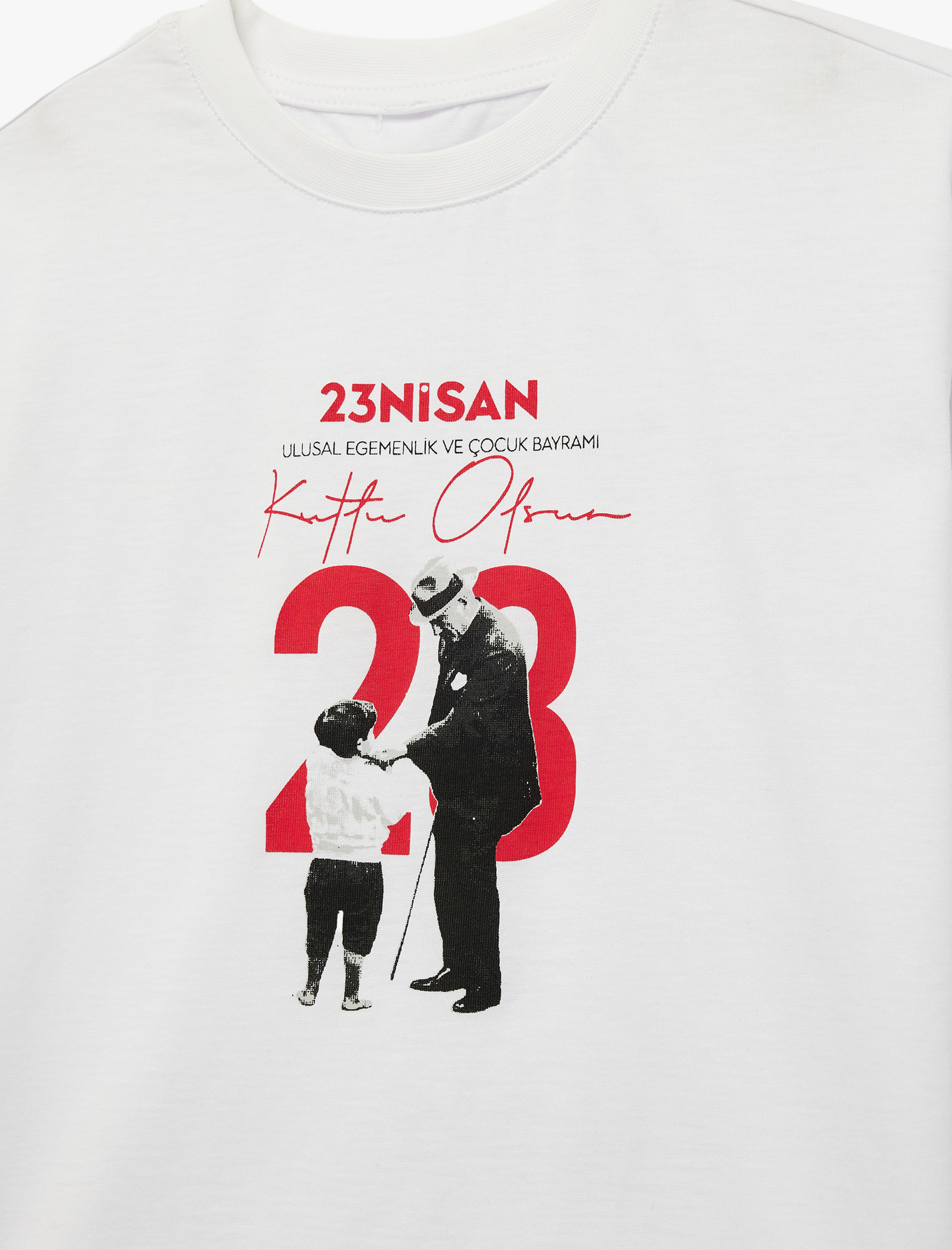  Erkek Bebek Kısa Kollu Bisiklet Yaka Oversize Pamuklu Atatürk Baskılı Tişört