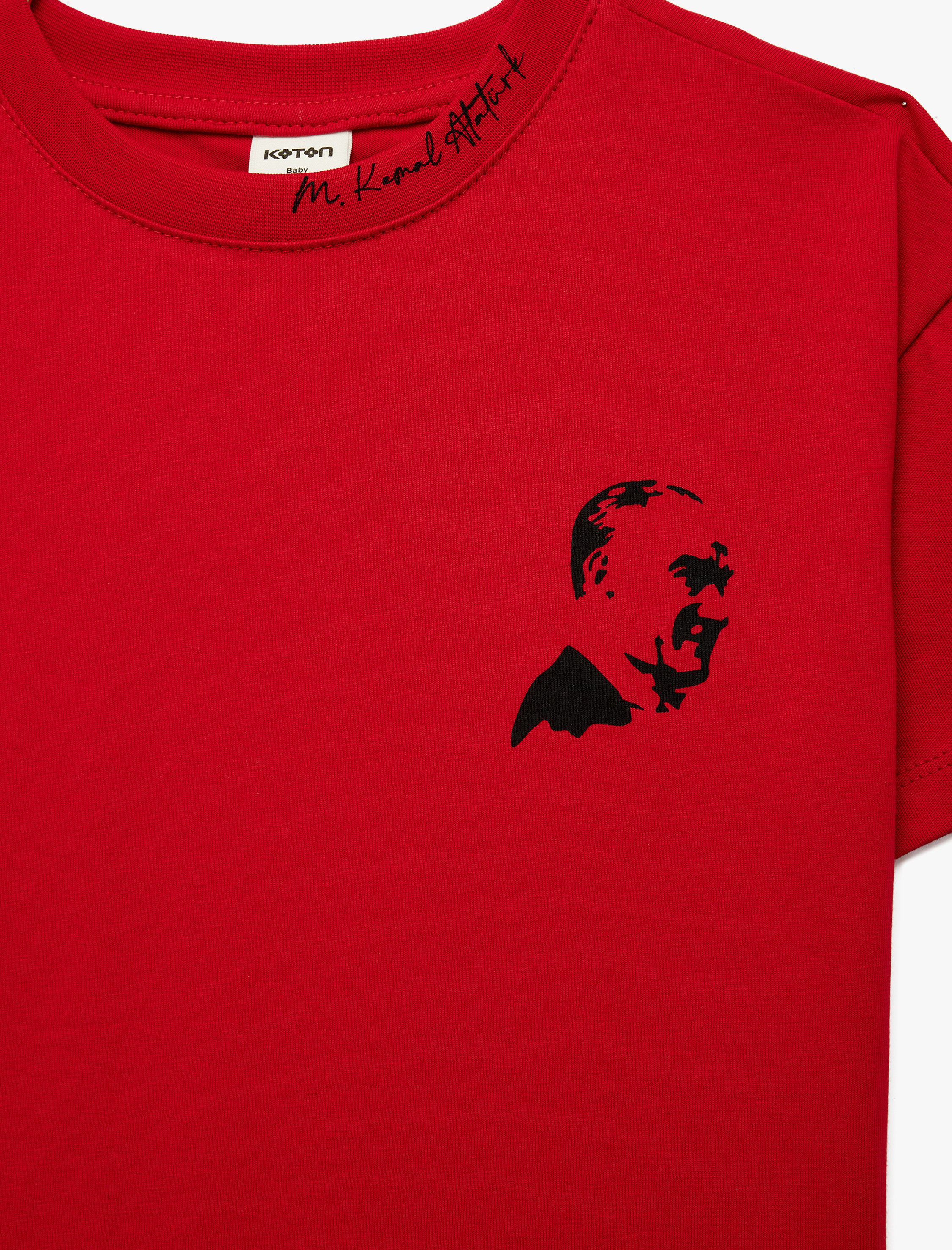  Erkek Bebek Pamuklu Oversize Kısa Kollu Bisiklet Yaka Atatürk Baskılı Tişört