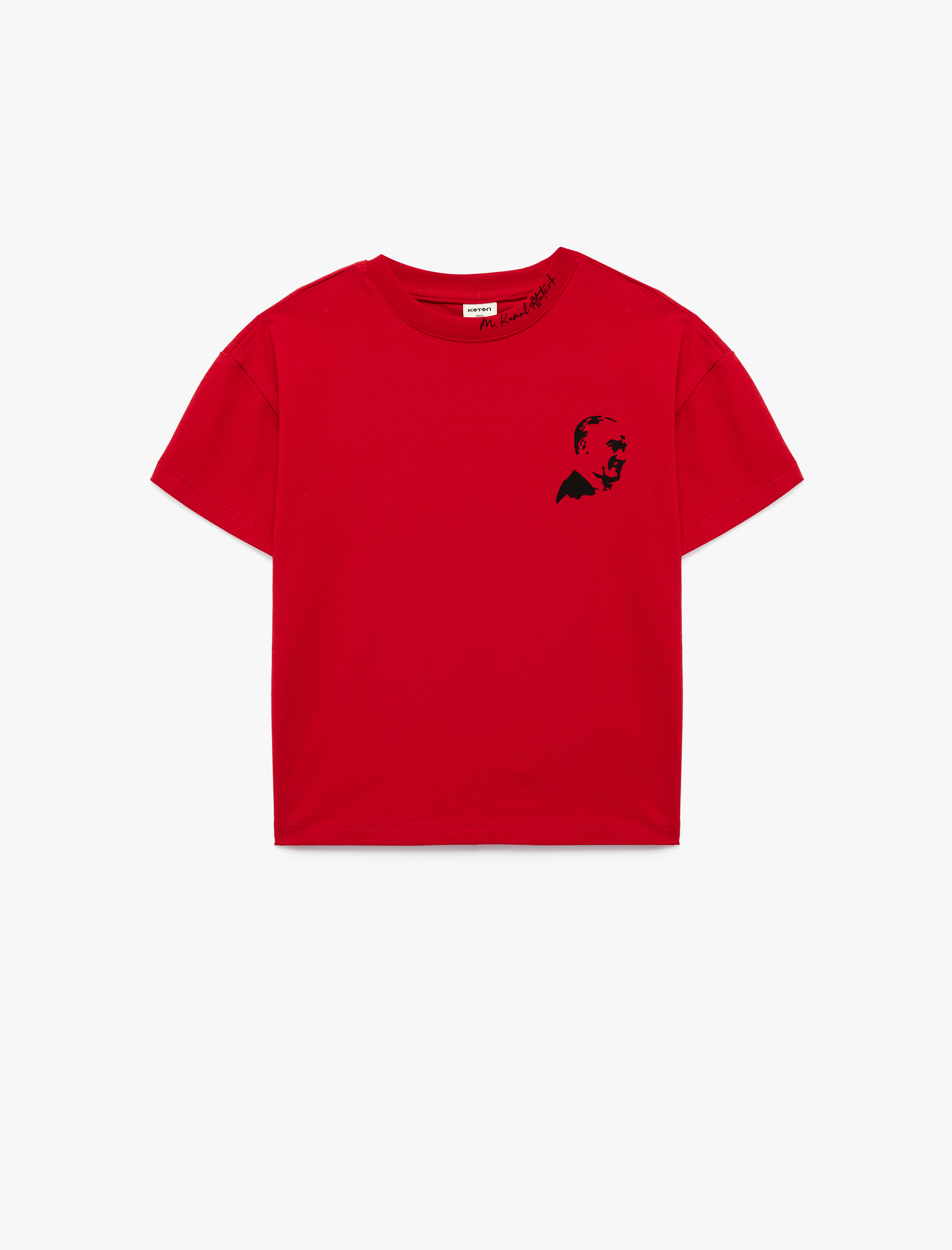  Erkek Bebek Pamuklu Oversize Kısa Kollu Bisiklet Yaka Atatürk Baskılı Tişört