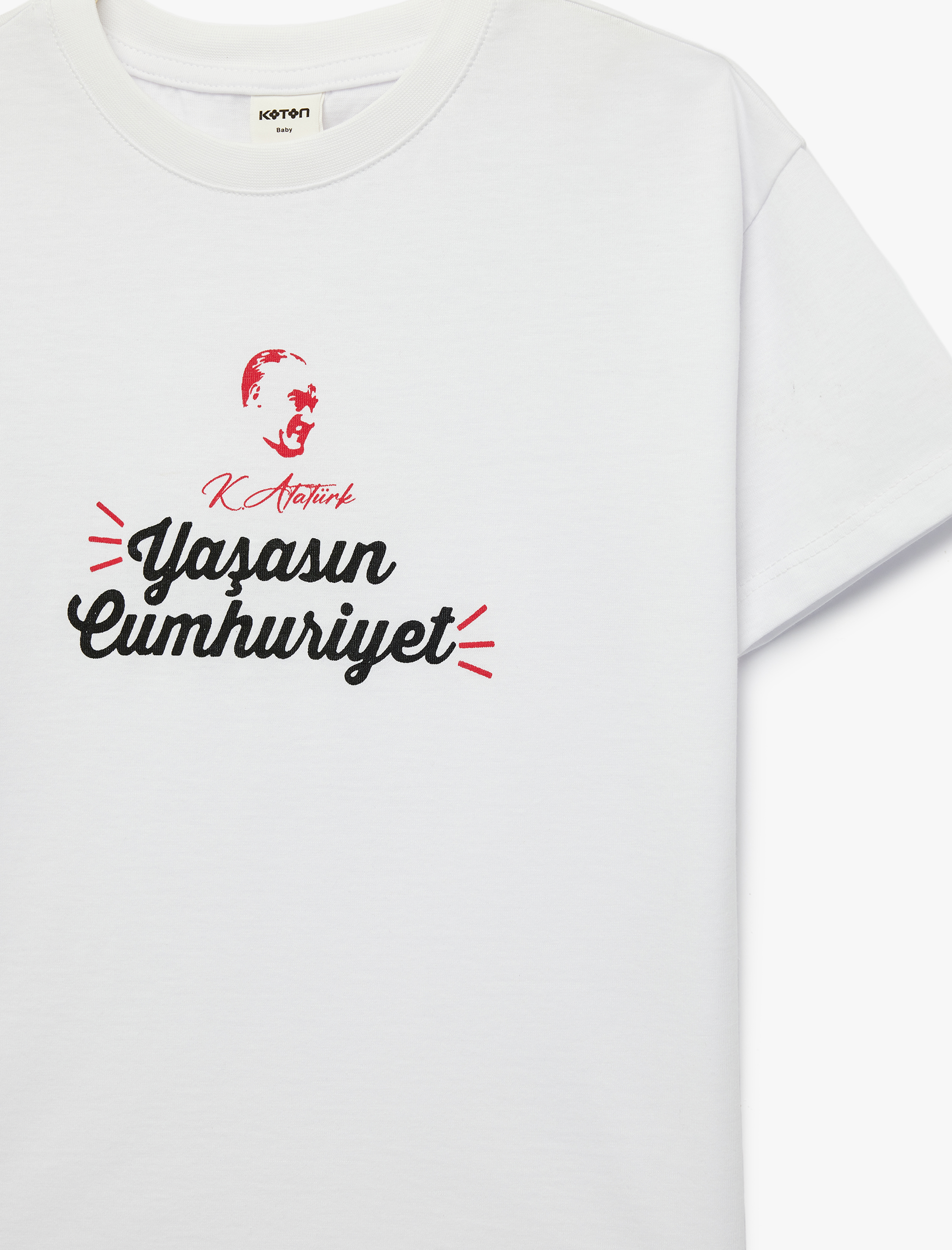  Erkek Bebek Kısa Kollu Oversize Bisiklet Yaka Pamuklu Atatürk Baskılı Tişört