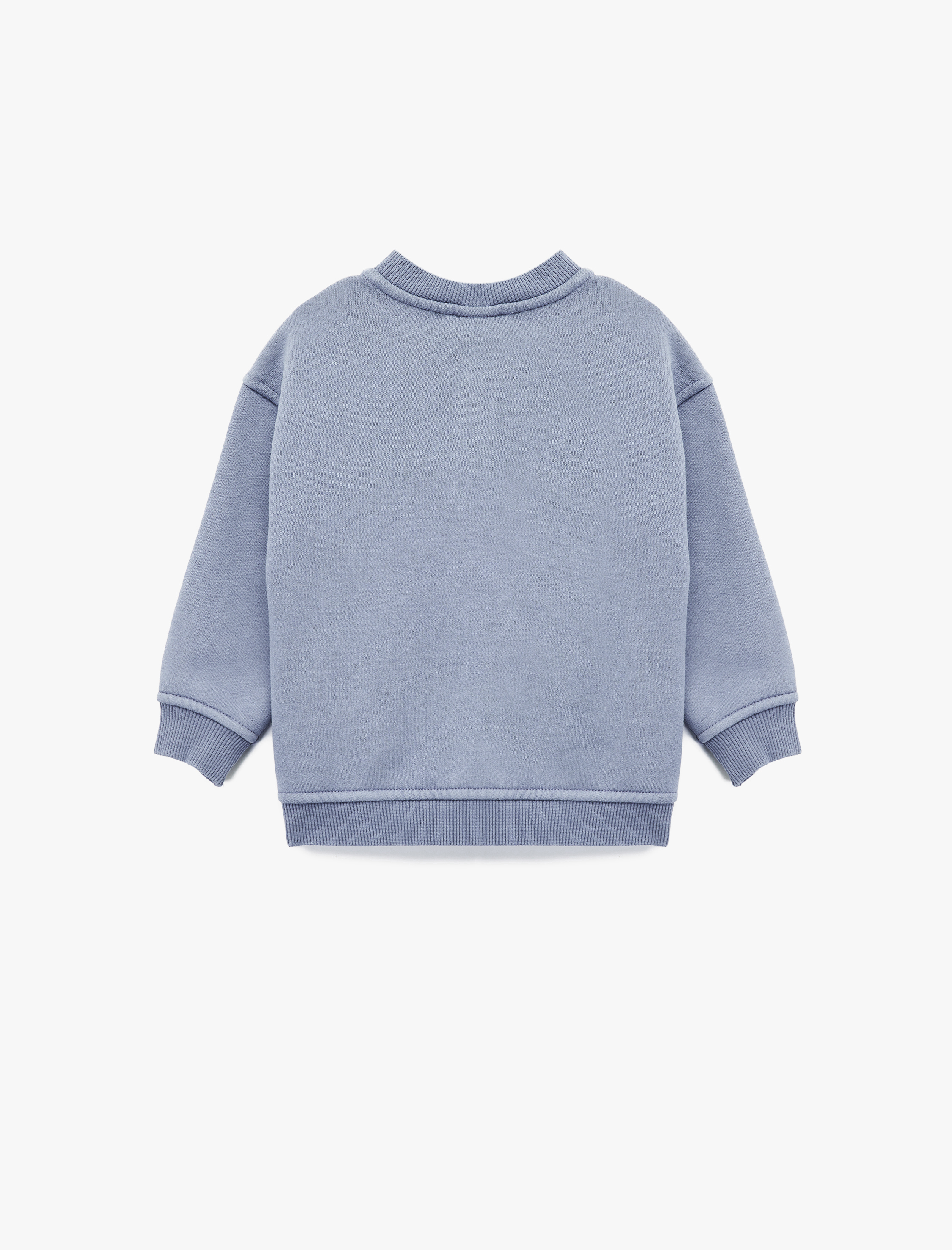  Erkek Bebek Düğme Detaylı Uzun Kollu Bisiklet Yaka Basic Şardonlu Sweatshirt