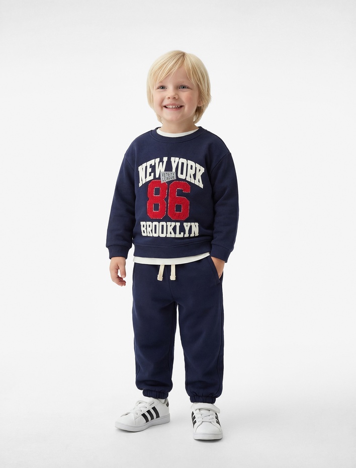 Erkek Bebek Paçası Lastikli Cepli Beli Bağcıklı Eşofman Altı