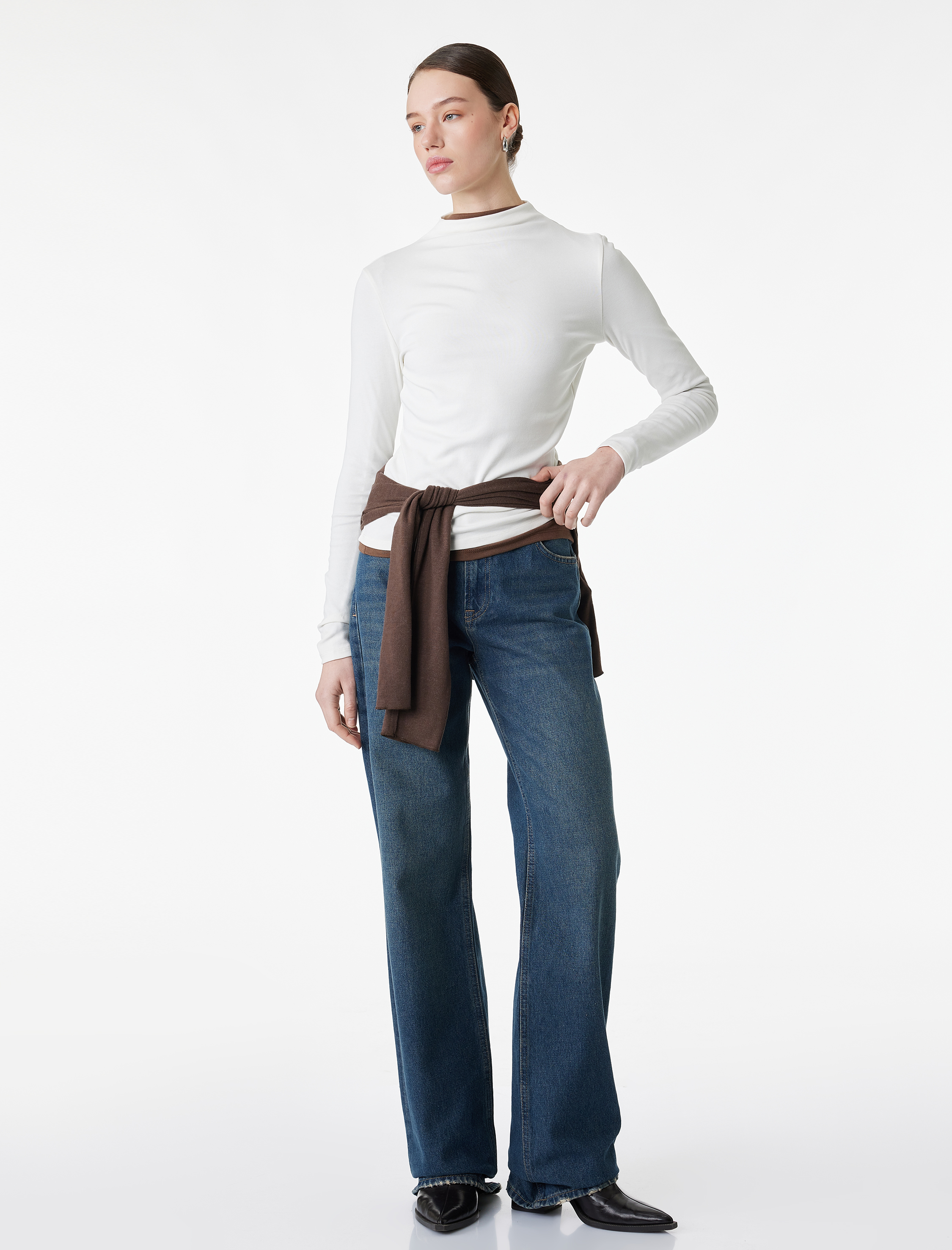   Pamuklu Slim Fit Uzun Kollu Dik Yaka Body