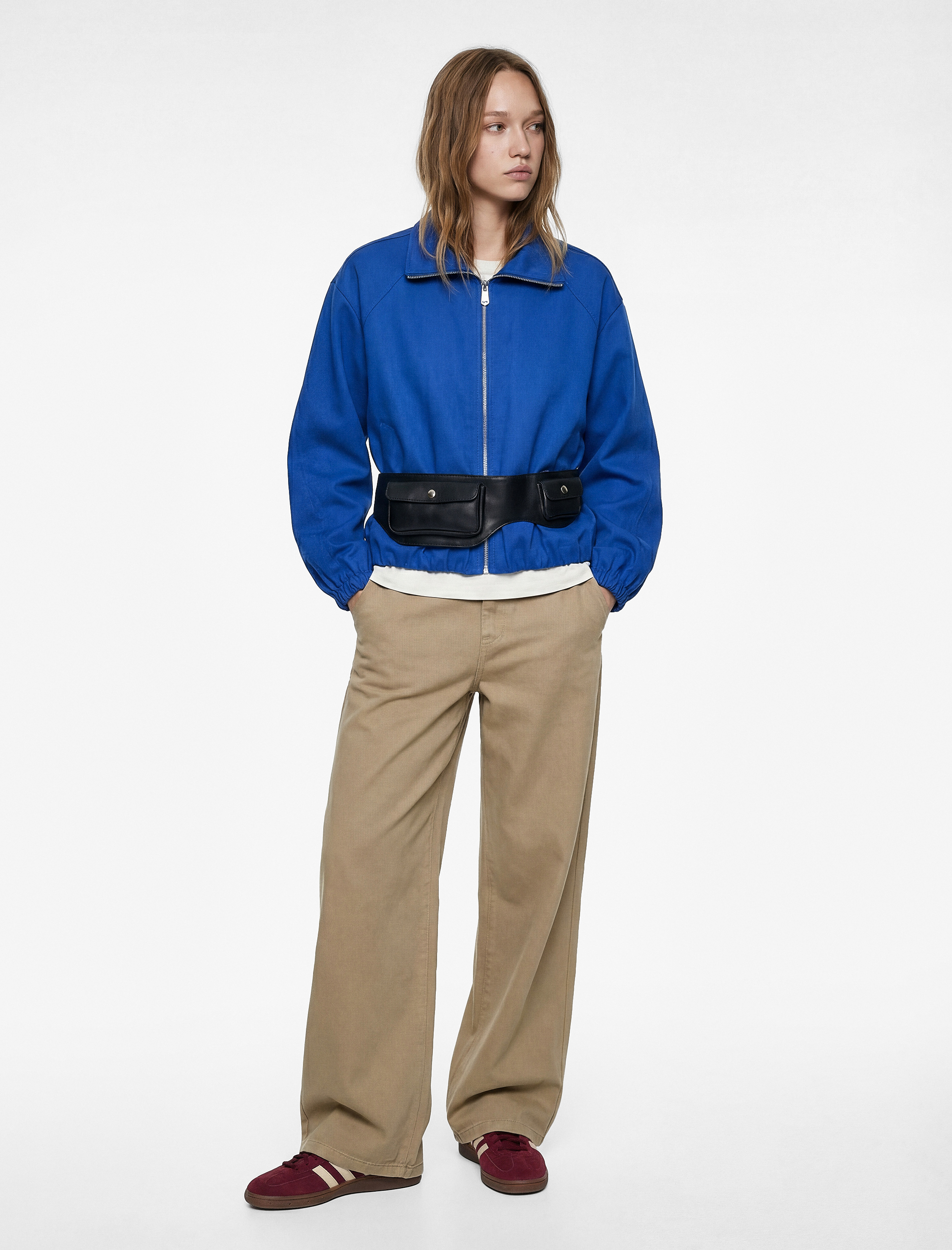   Dik Yaka Cep Detaylı Fermuarlı Ceket