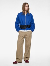 Dik Yaka Cep Detaylı Fermuarlı Ceket