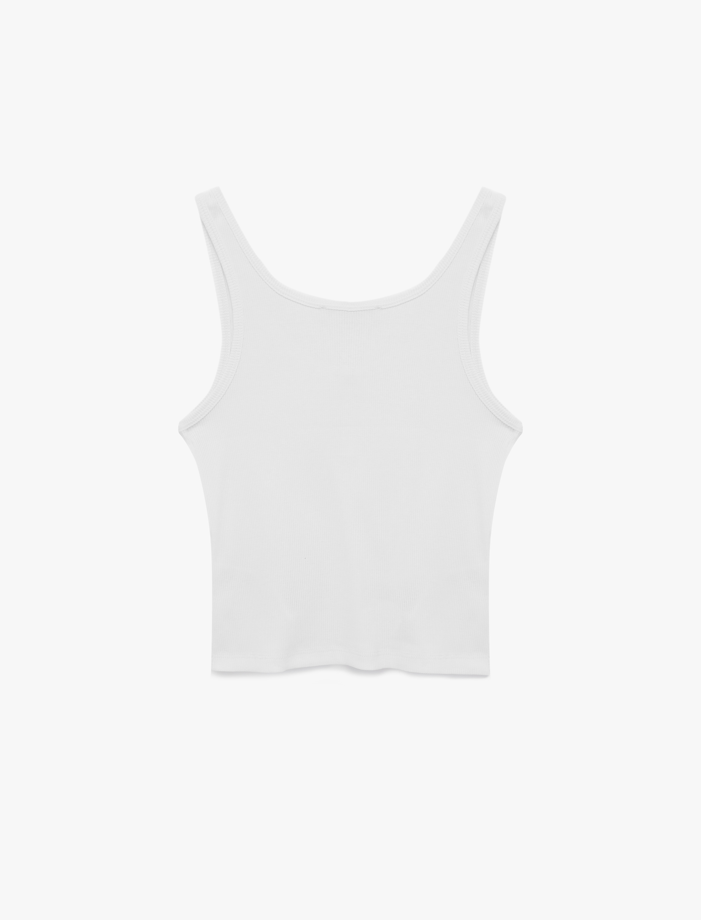   Pamuklu Yarım Düğmeli U Yaka Fitilli Atlet