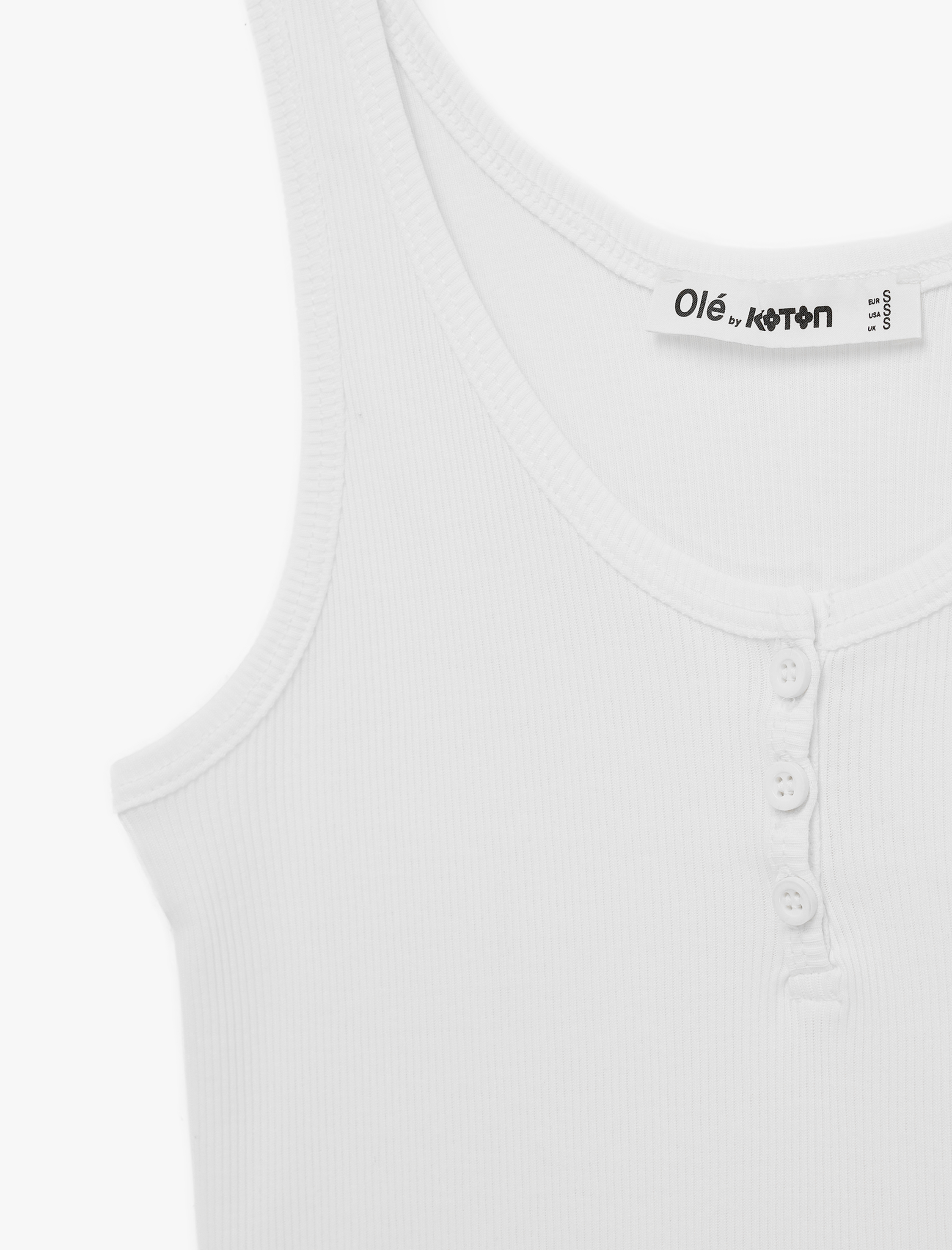   Pamuklu Yarım Düğmeli U Yaka Fitilli Atlet