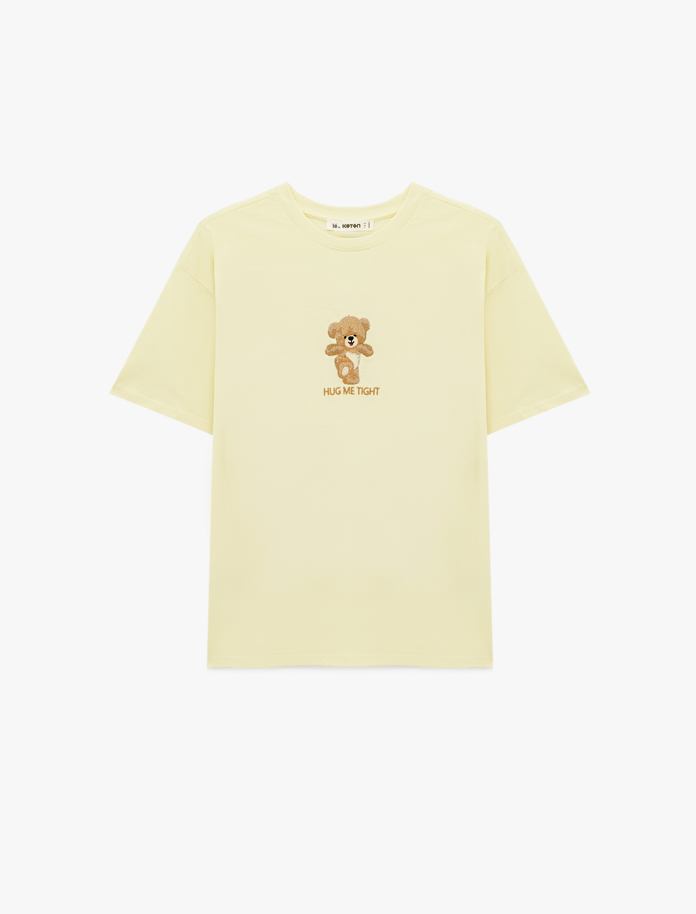   Rahat Kalıp Kısa Kollu Baskılı Bisiklet Yaka Pamuklu Ayıcıklı Tişört