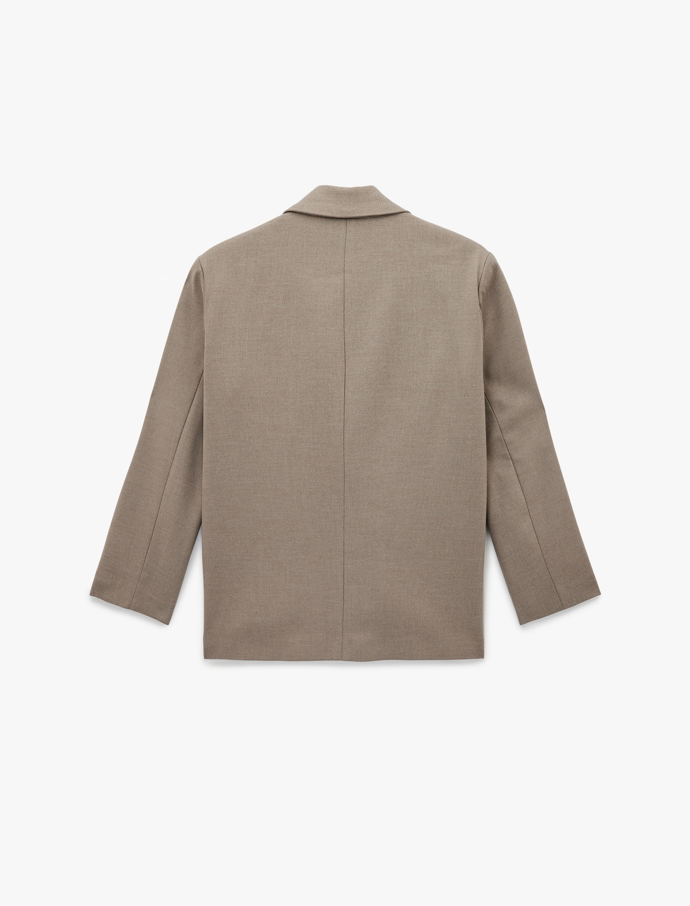   Uzun Kollu Viskon Karışımlı Düğmeli Cepli Kruvaze Yaka Blazer Ceket