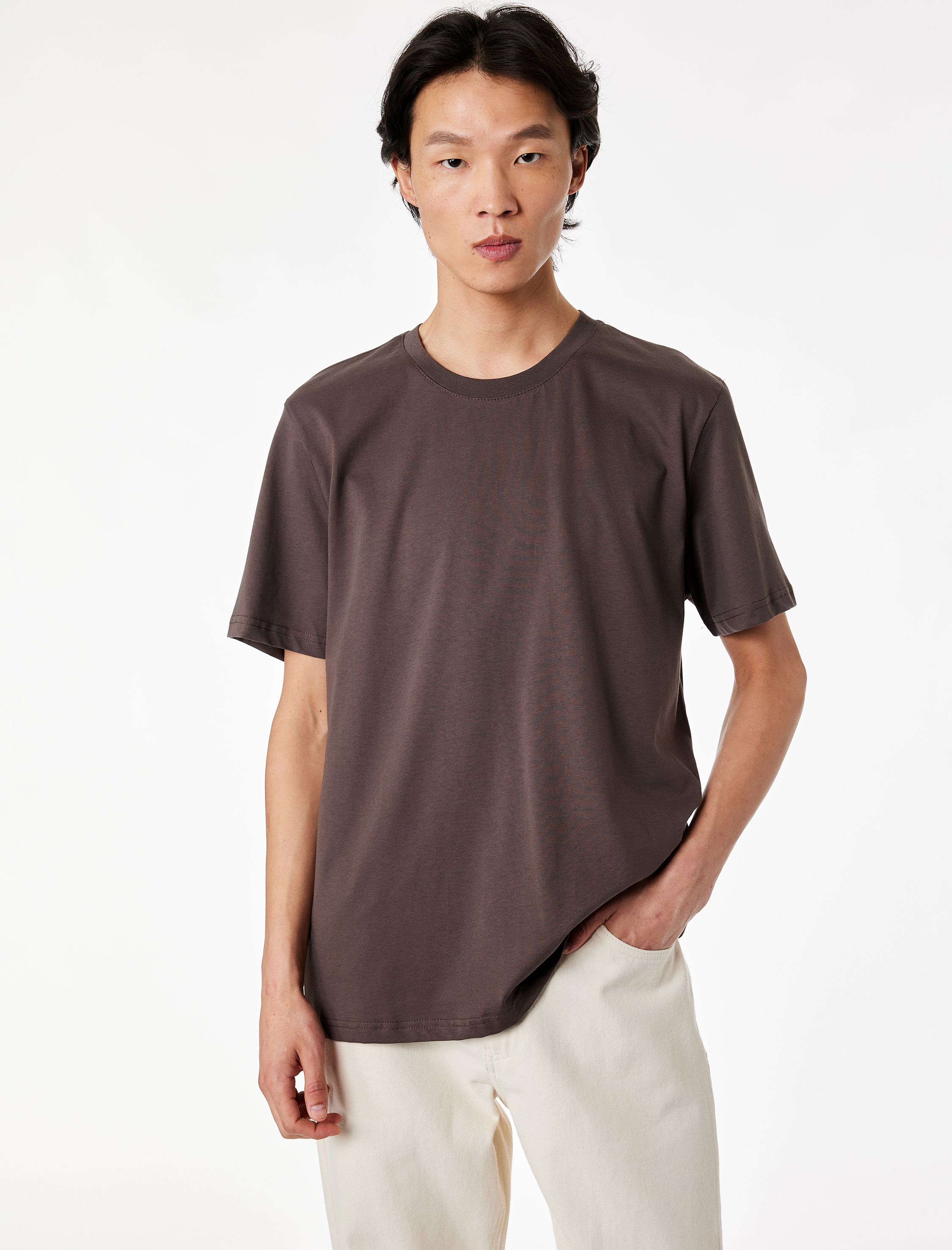   Regular Fit Kısa Kollu Bisiklet Yaka Pamuklu Basic Tişört