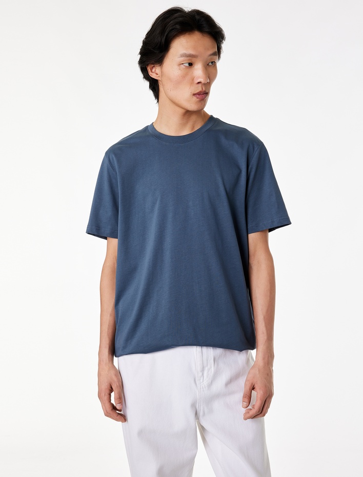  Regular Fit Kısa Kollu Bisiklet Yaka Pamuklu Basic Tişört