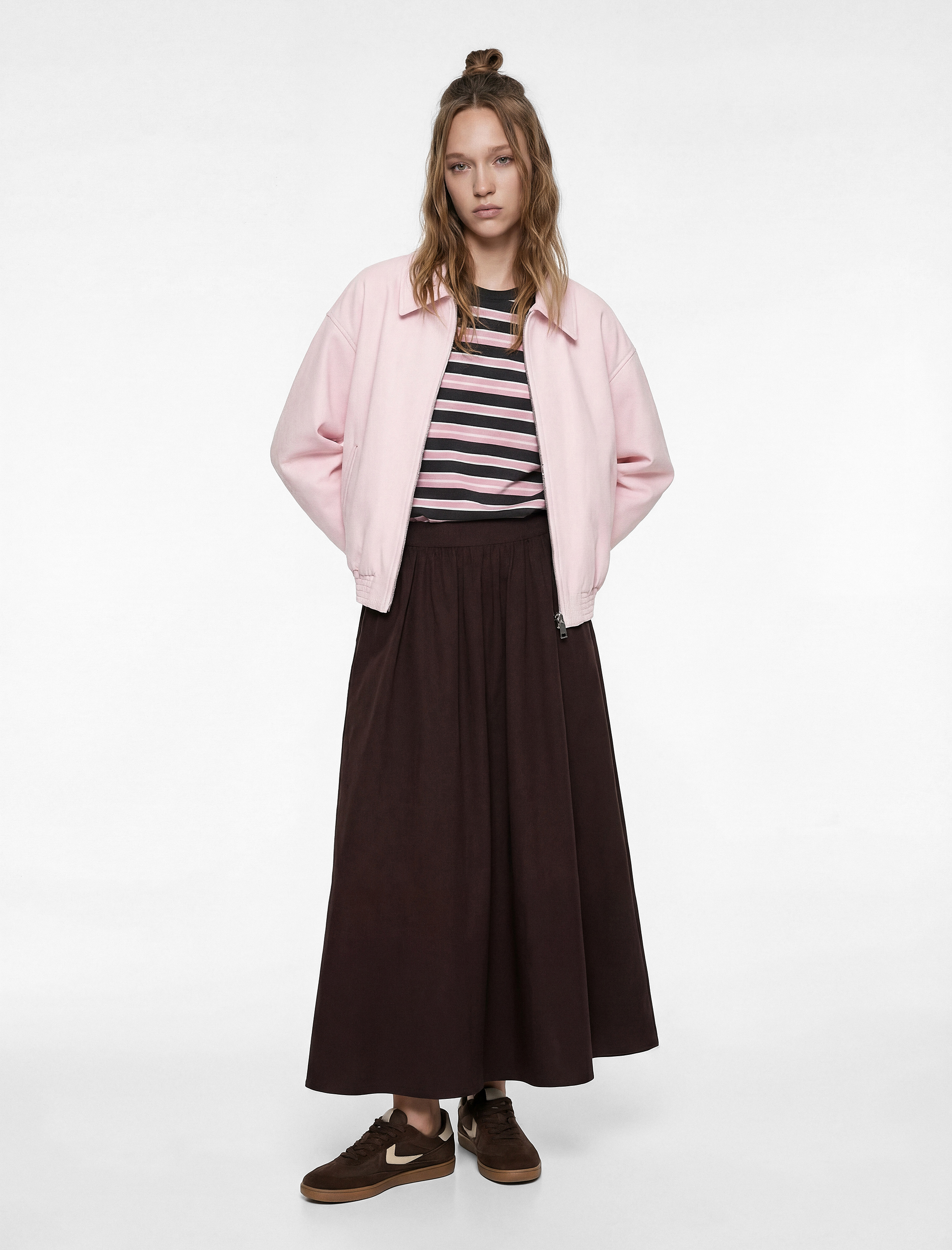   Klasik Yaka Cep Detaylı  Pamuklu Fermuarlı Ceket