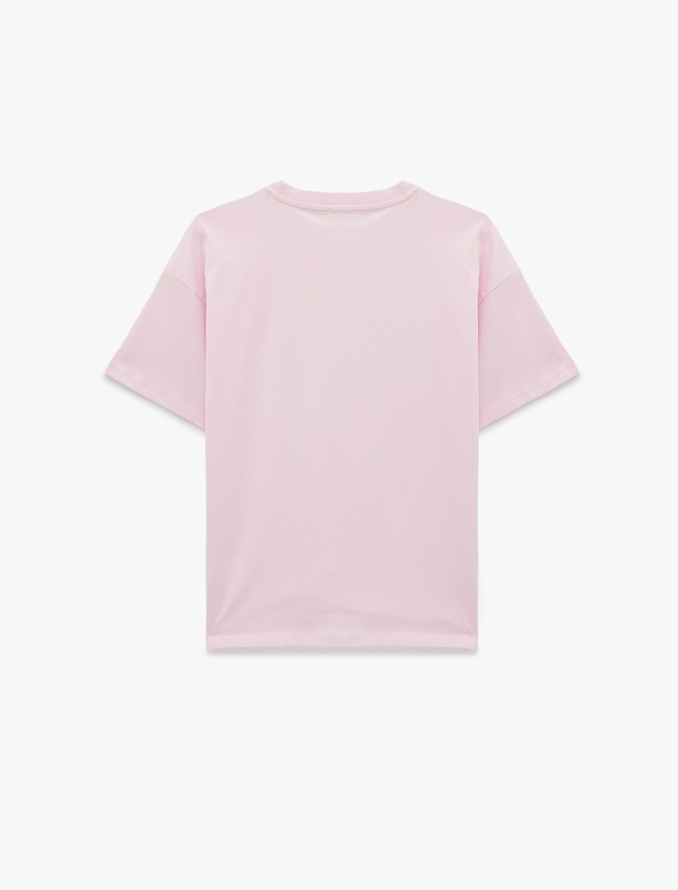   Rahat Kalıp Kısa Kollu Bisiklet Yaka Baskılı Tişört