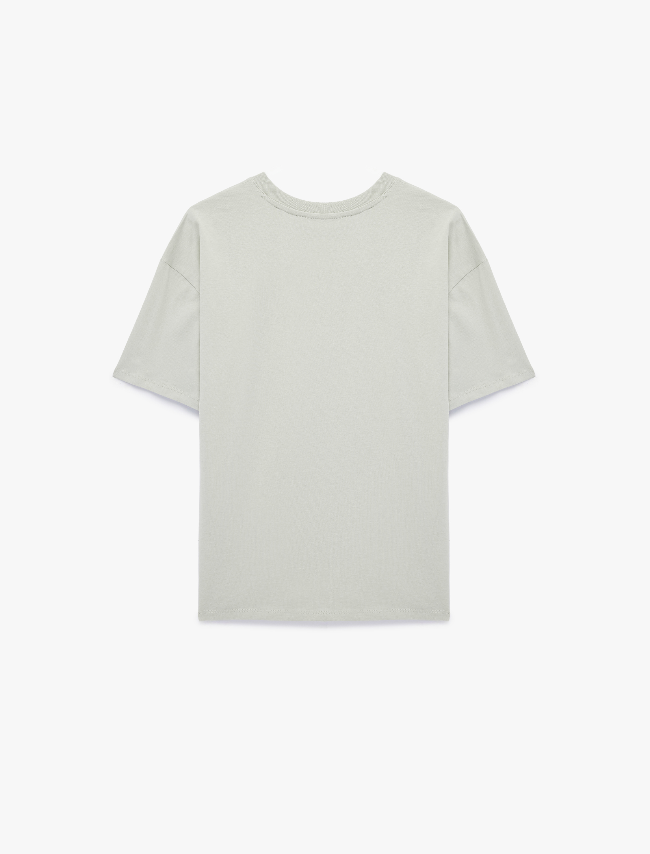   Rahat Kalıp Kısa Kollu Baskılı Pamuklu Bisiklet Yaka Ayıcıklı Tişört